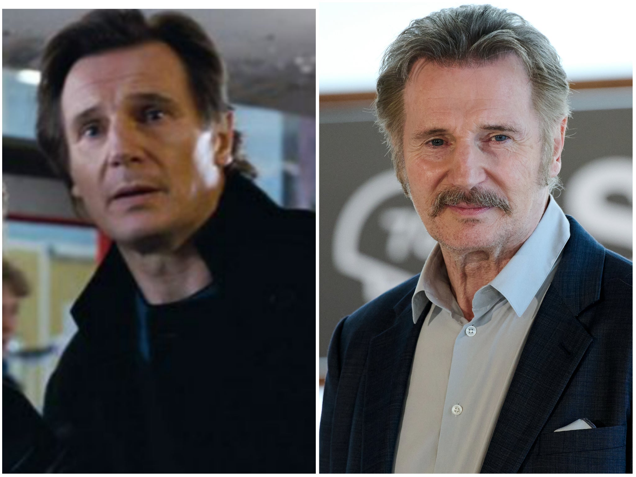 Liam Neeson in ‘Love Actually’ and in 2022