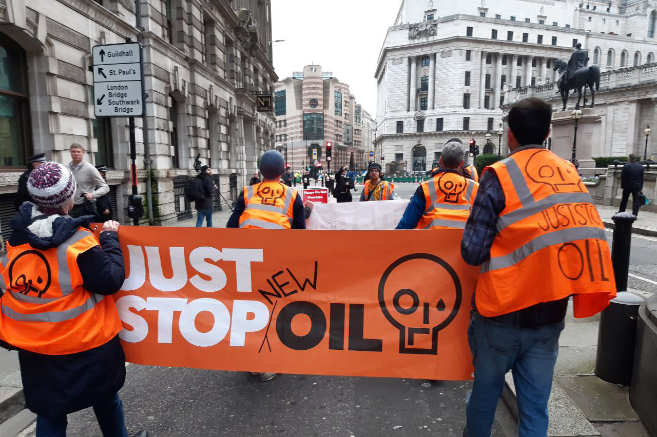 Protesters marching through central London