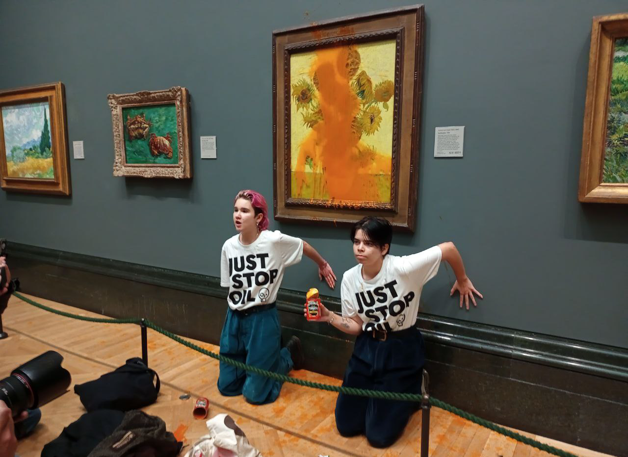 Protesters throw soup on Van Gogh’s famous sunflower artwork, valued over £72 million