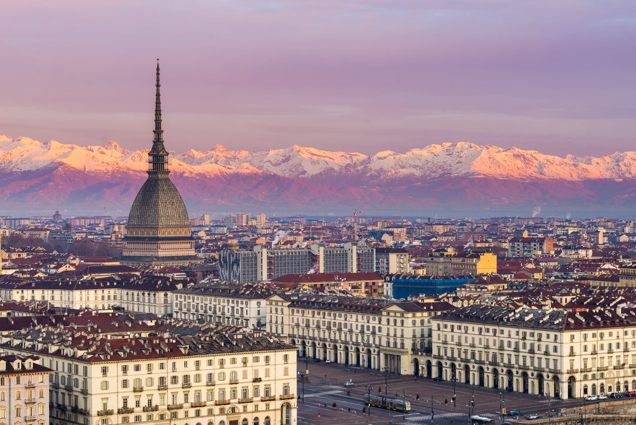 Turin has beautiful architecture backed by mountains