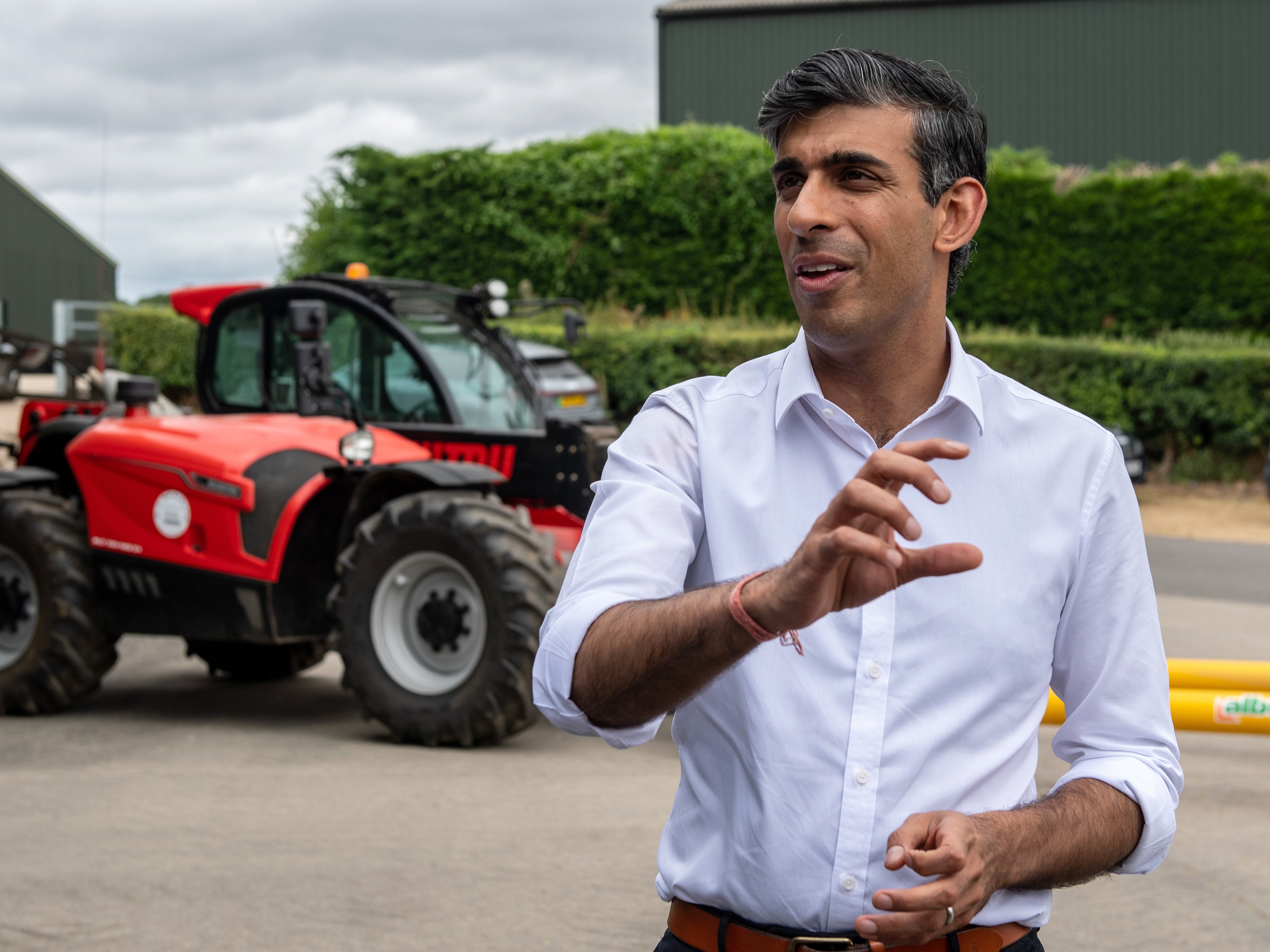 Rishi Sunak speaking at an event at Manor Farm in Hampshire