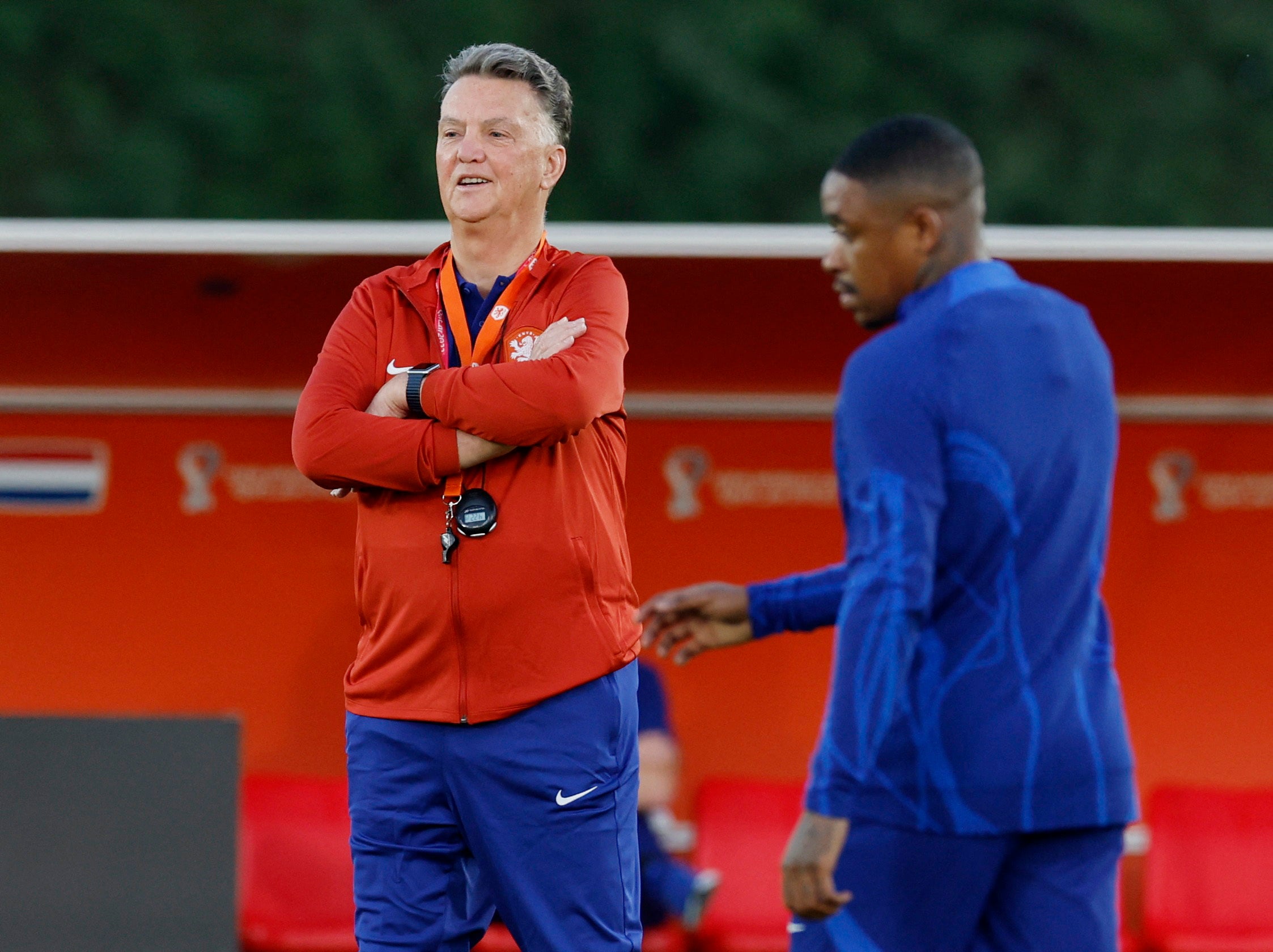 Netherlands coach Louis van Gaal during training