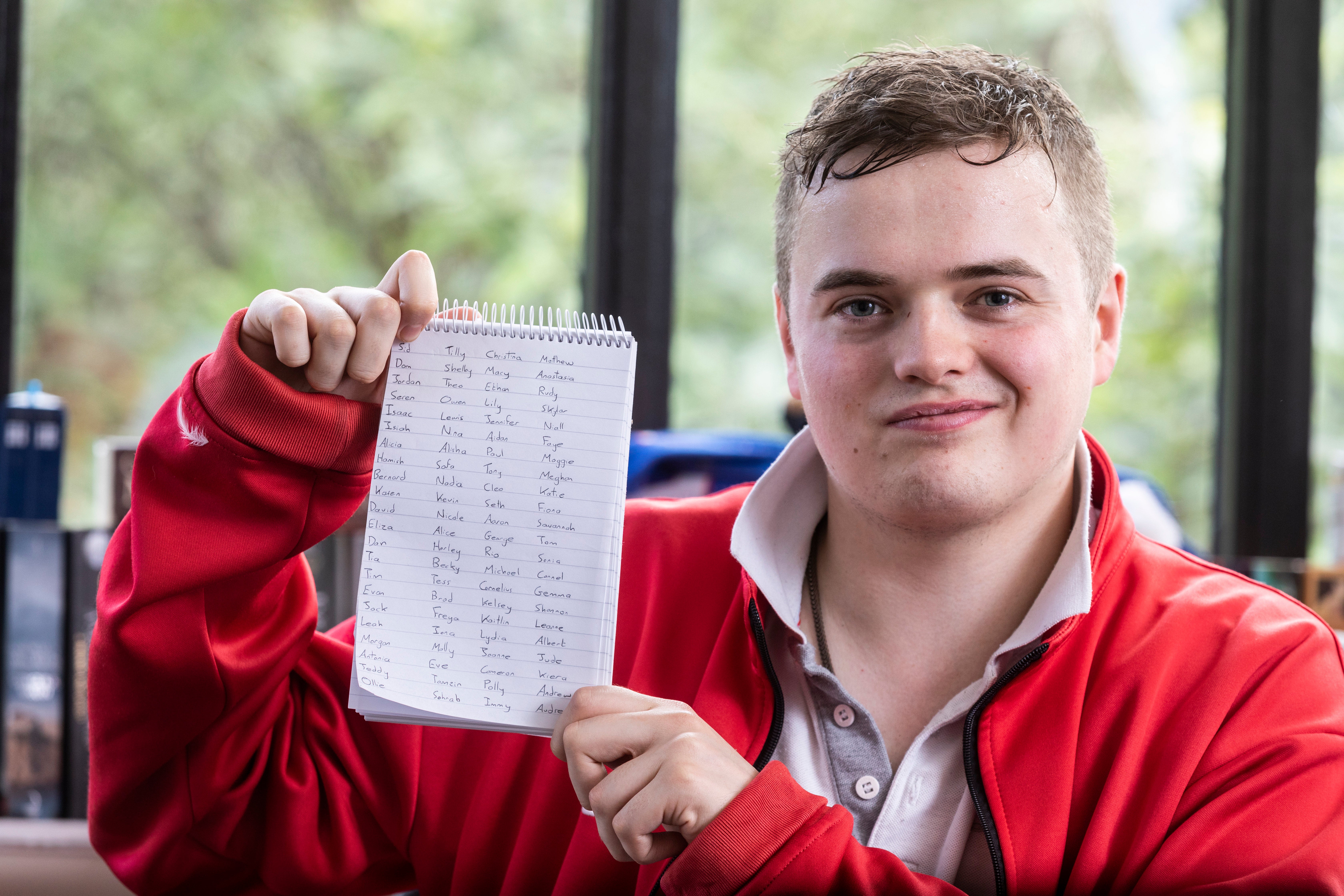 Henry hold a list of names from TikTok. He has been asking his subscribers to comment their names so he can see what their names taste or smell like