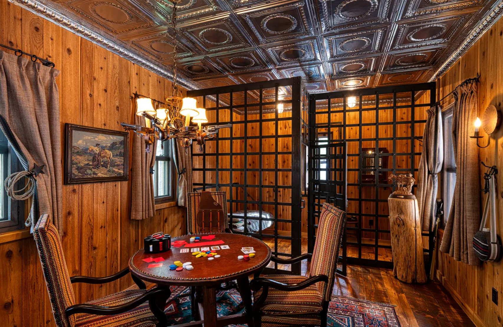 The western-themed town has its own jail, with bars and bunk neds