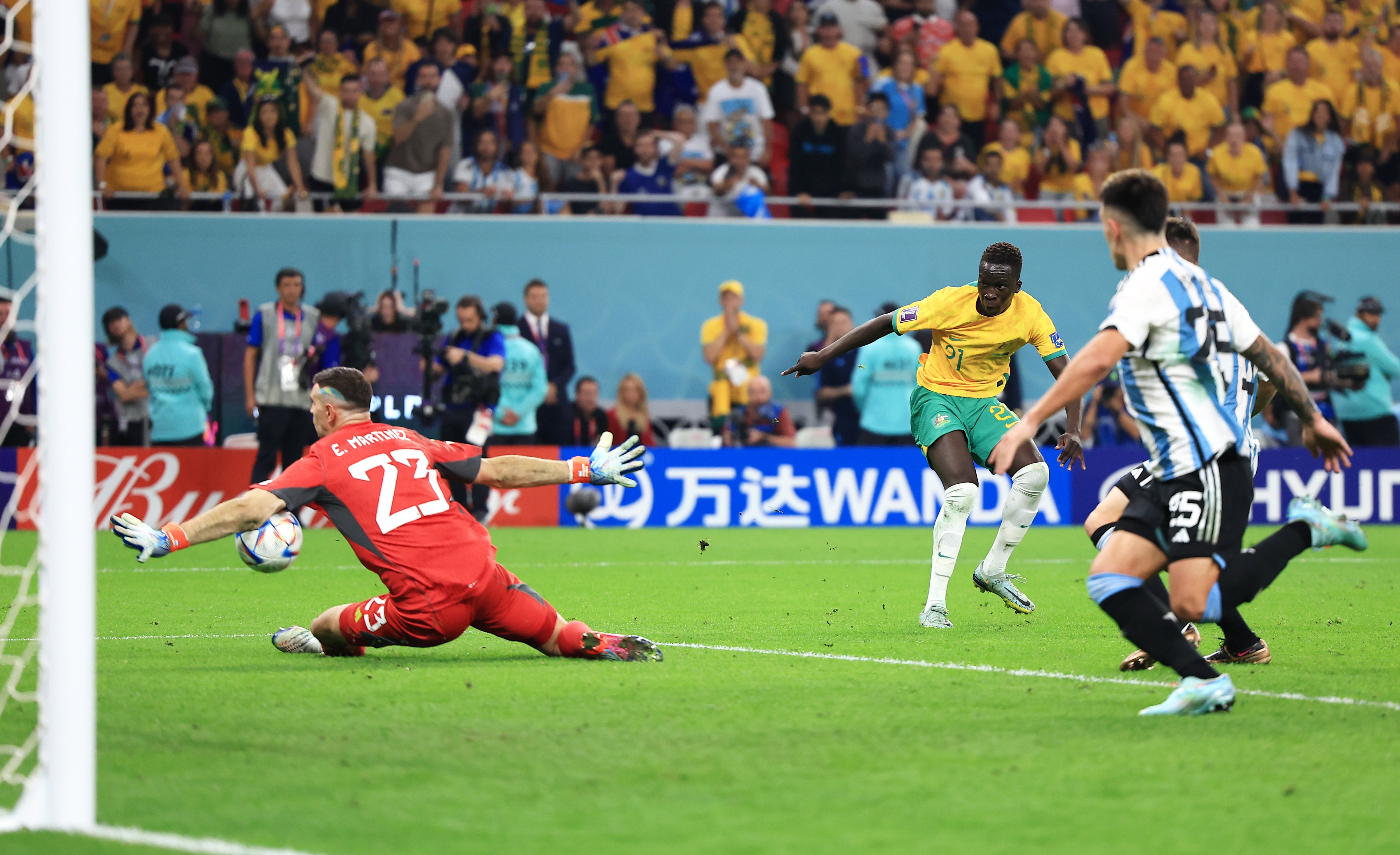 Martinez produced a last-gasp save to deny Australia a shock equaliser