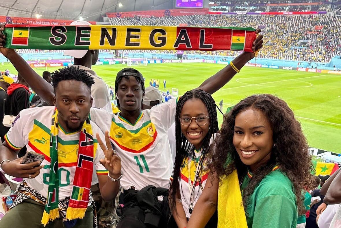 Veronique Sow (second right) and her friends will watch the match in Qatar (Veronique Sow/PA)