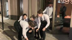 Moment staff from Salt Bae’s London steakhouse carry activists out of restaurant