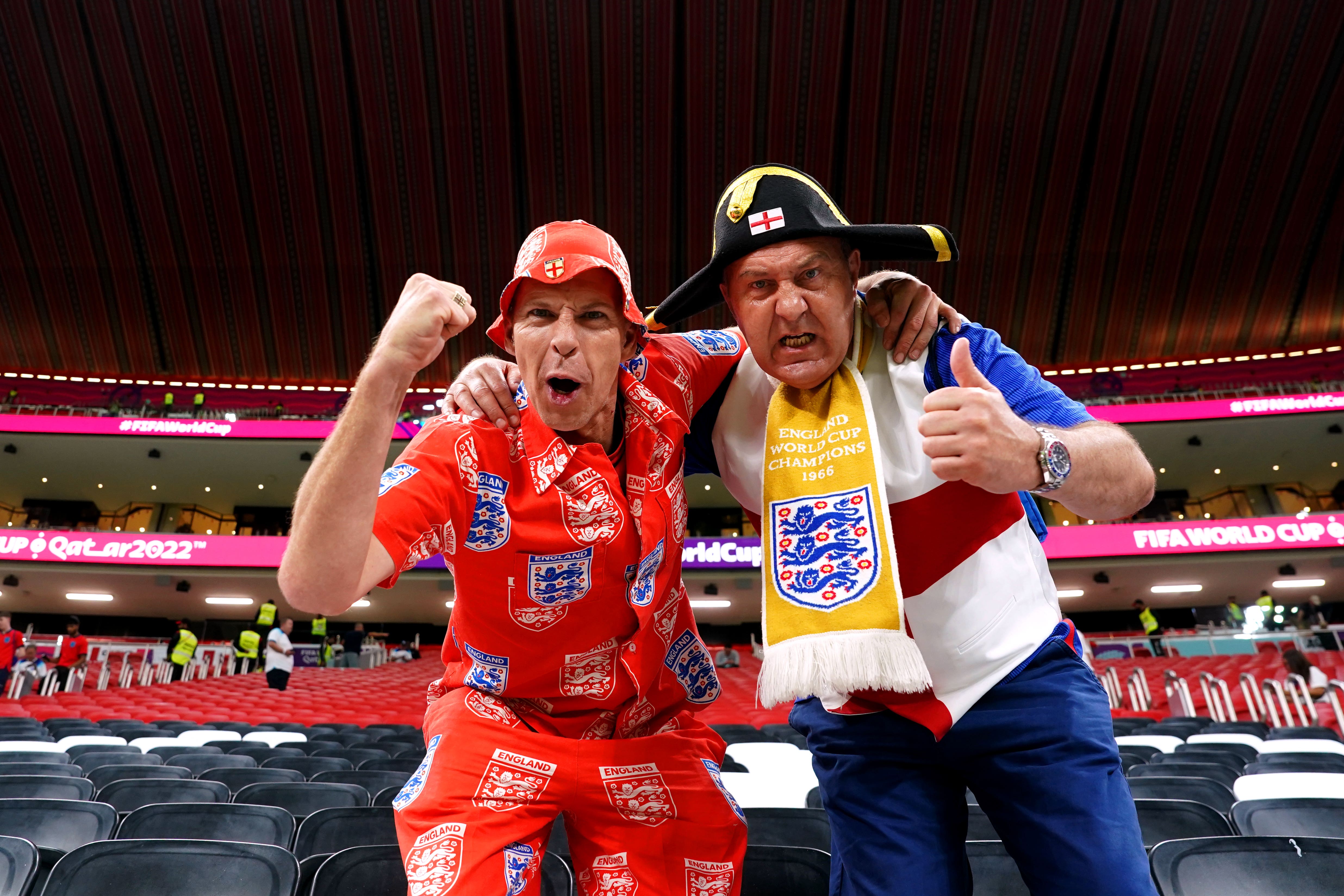 England fans in the stands ahead of the FIFA World Cup Round of Sixteen match at the Al-Bayt Stadium in Al Khor (PA)