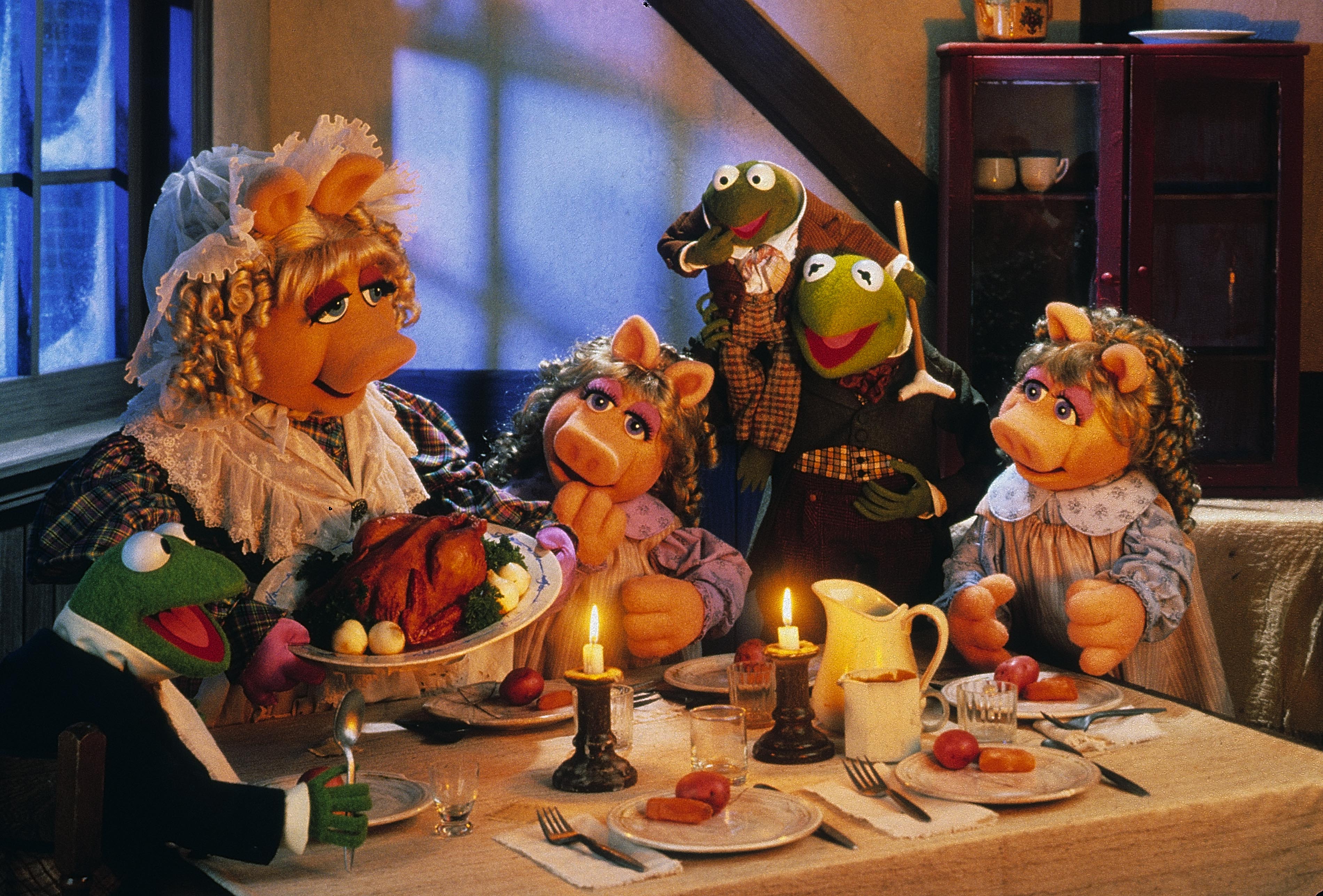 Festive feast: The Muppets enjoy some Christmas dinner