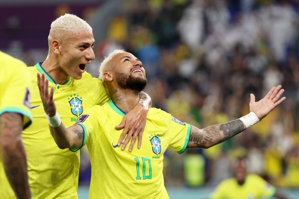 Neymar after scoring the second goal of the match