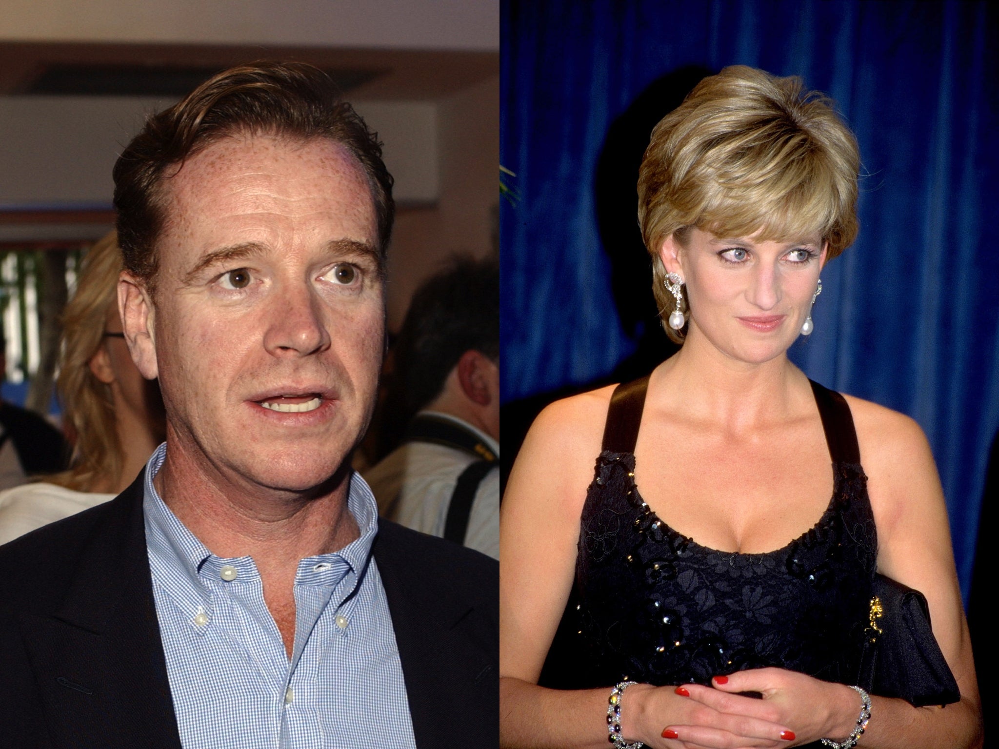 James Hewitt (left) and Diana, Princess of Wales