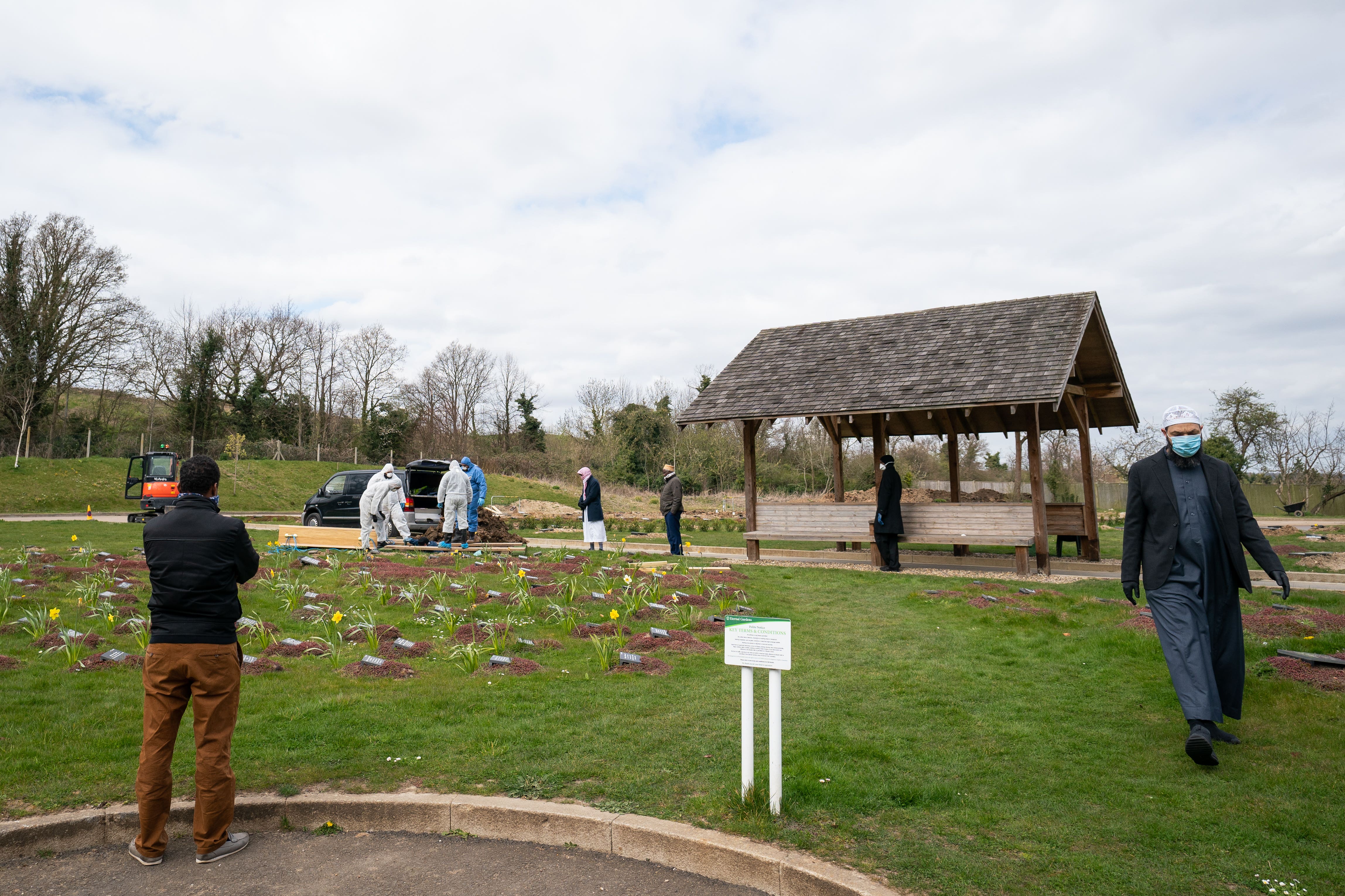 The funeral in the Eternal Gardens Muslim Burial Ground, Chislehurst of Ismail Mohamed Abdulwahab, 13, from Brixton, south London (PA)