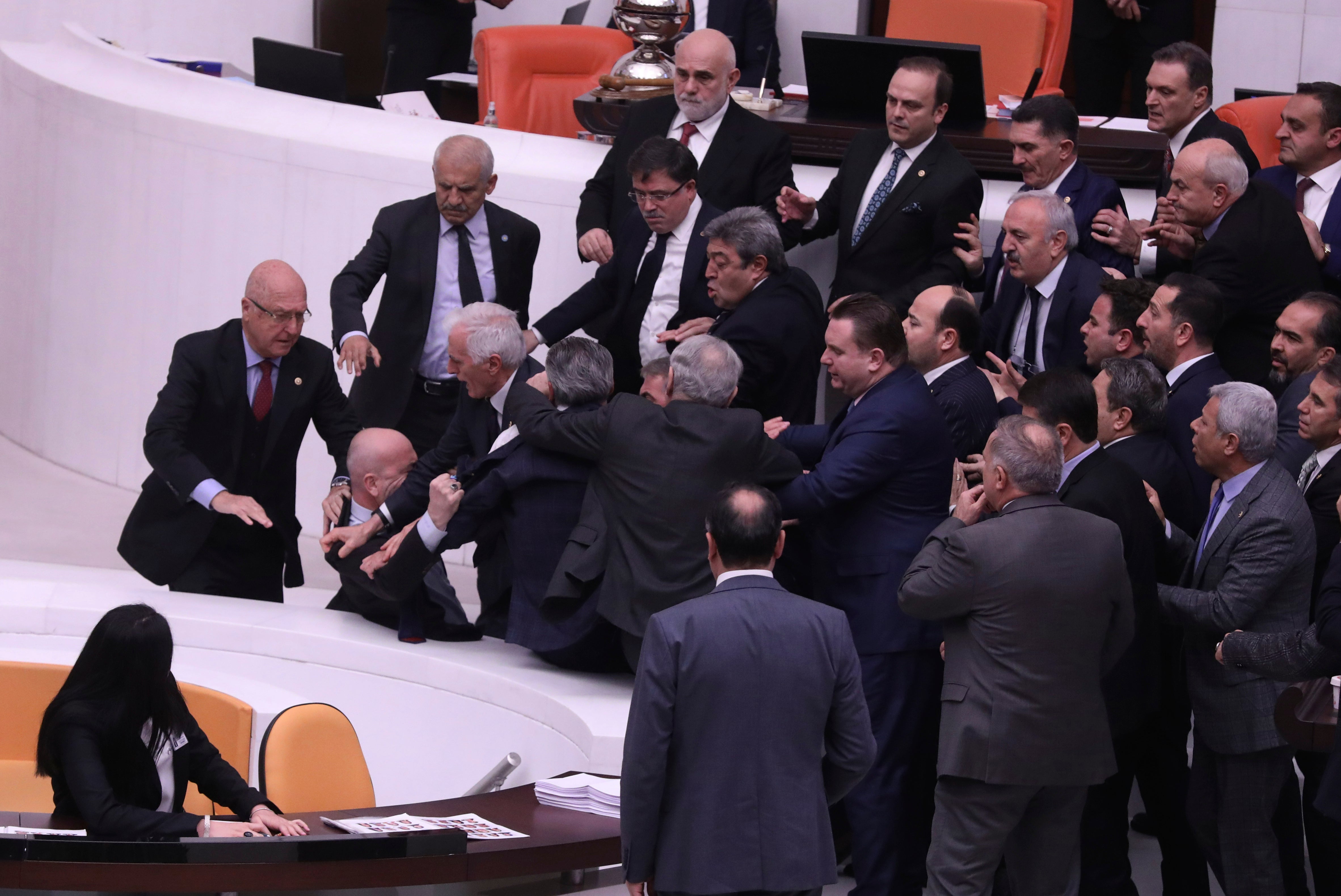Turkey Parliament Brawl