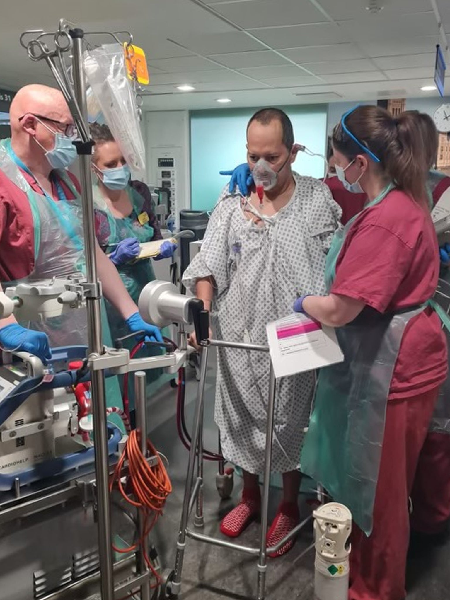 Franco with nurses during his treatment