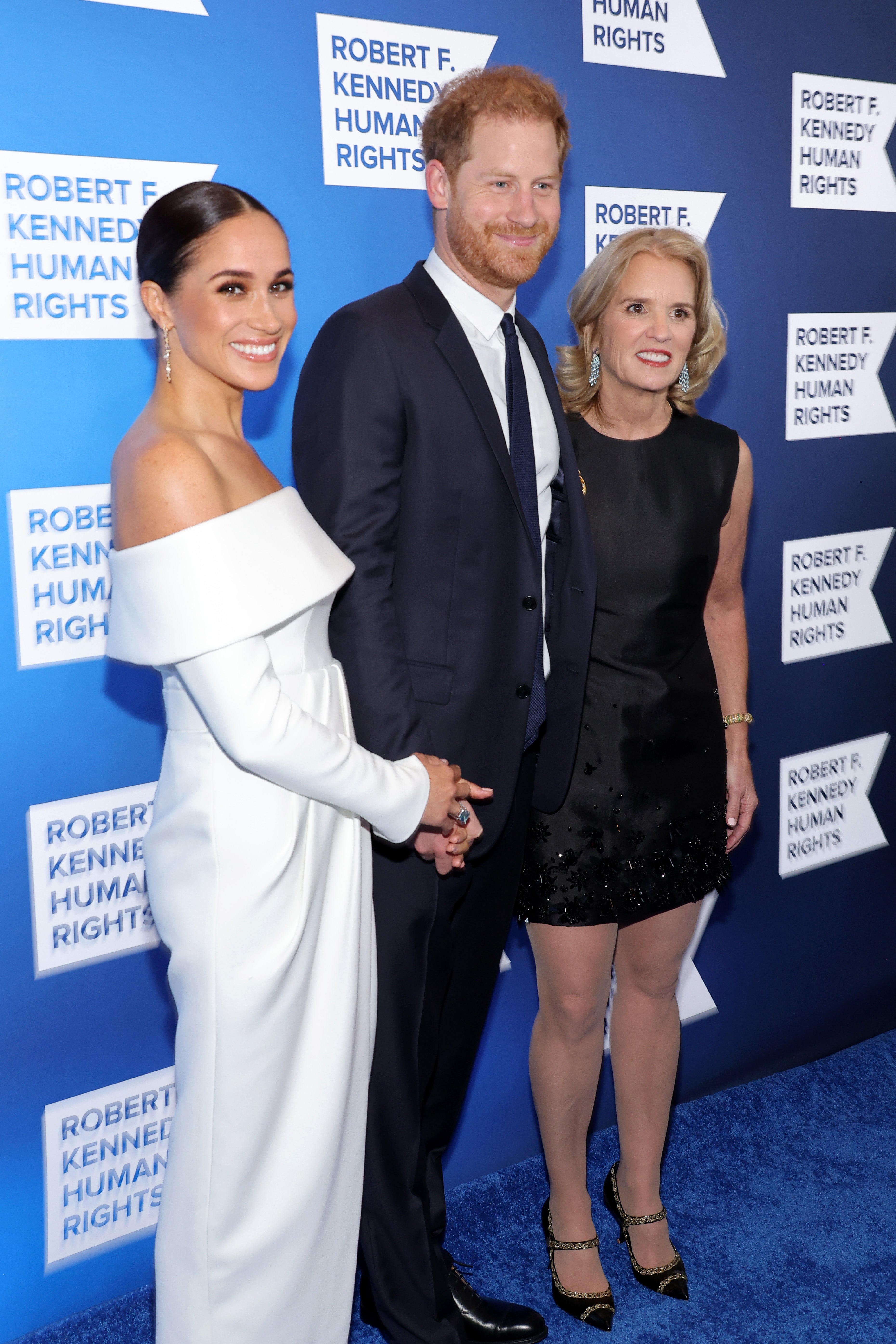 Meghan, Duchess of Sussex, Prince Harry, Duke of Sussex and Kerry Kennedy attend the 2022 Robert F. Kennedy Human Rights Ripple of Hope Gala at New York Hilton