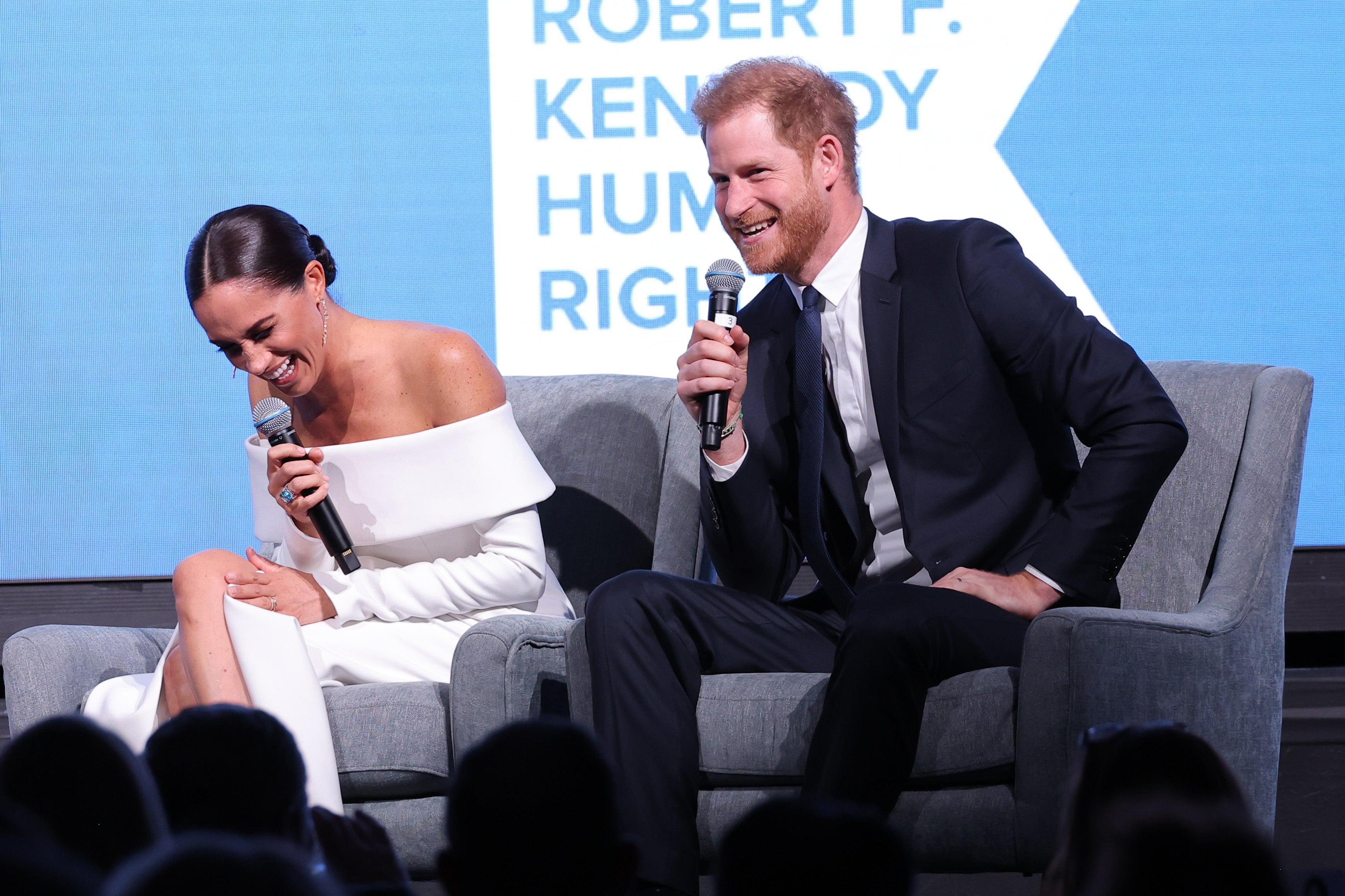 Meghan, Duchess of Sussex and Prince Harry, Duke of Sussex speak onstage at the 2022 Robert F. Kennedy Human Rights Ripple of Hope Gala at New York Hilton on December 06, 2022