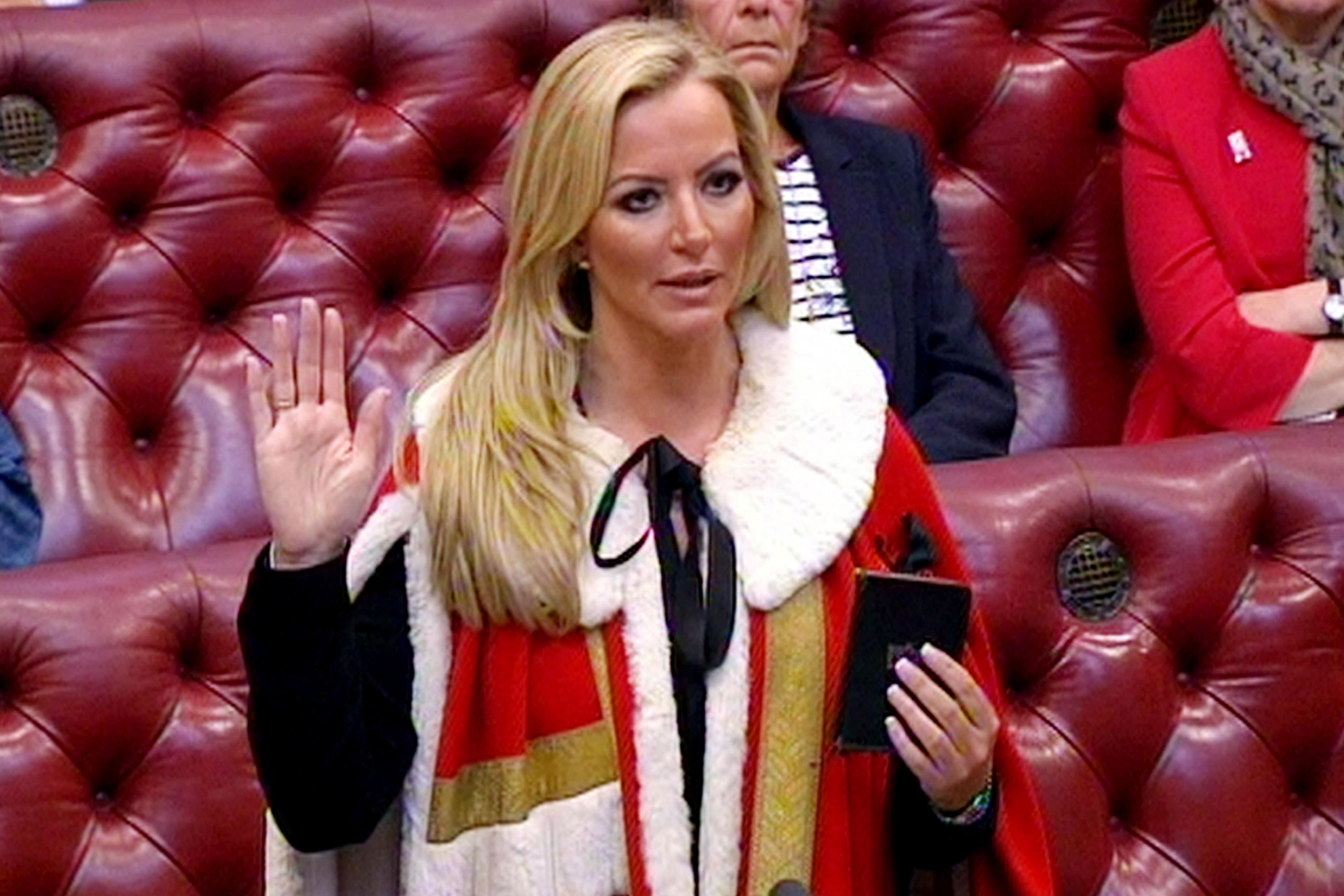 Michelle Mone being admitted to the House of Lords as Baroness Mone of Mayfair