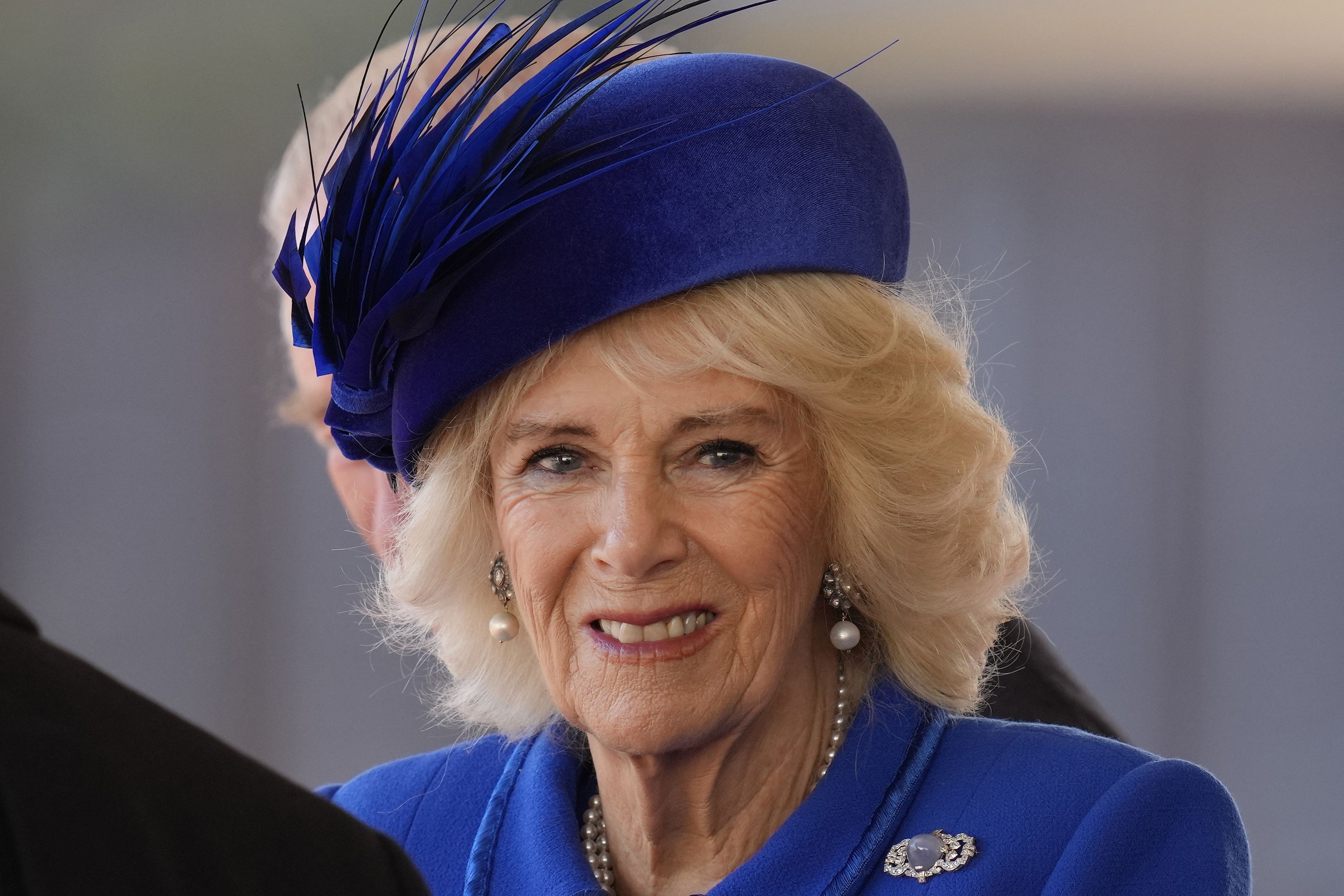 The Queen Consort during the ceremonial welcome for the State Visit to the UK by South African President Cyril Ramaphosa at Horse Guards Parade in London. Picture date: Tuesday November 22, 2022.