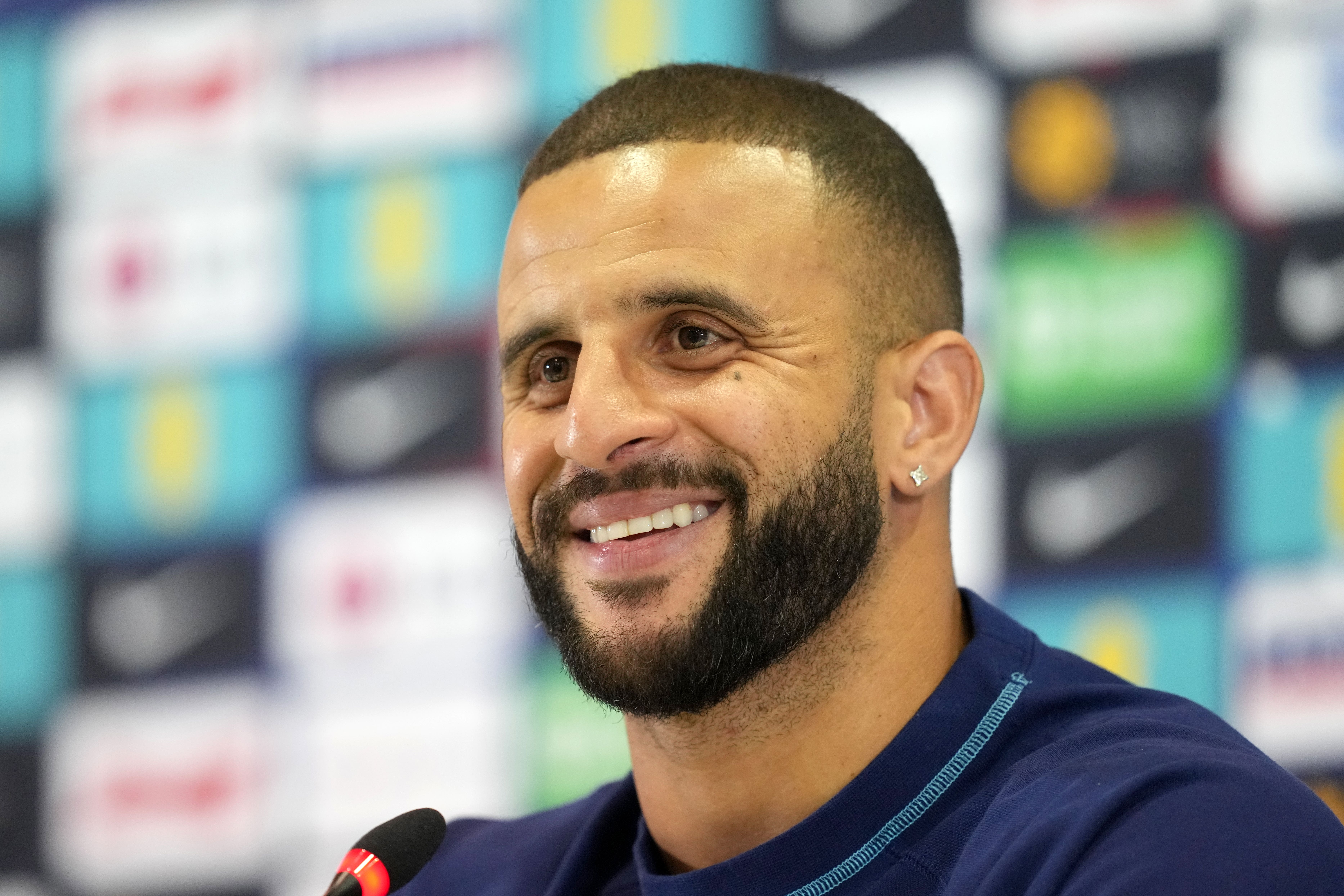 England’s Kyle Walker during a press conference at the Main Media Centre in Doha, Qatar (Martin Rickett/PA)