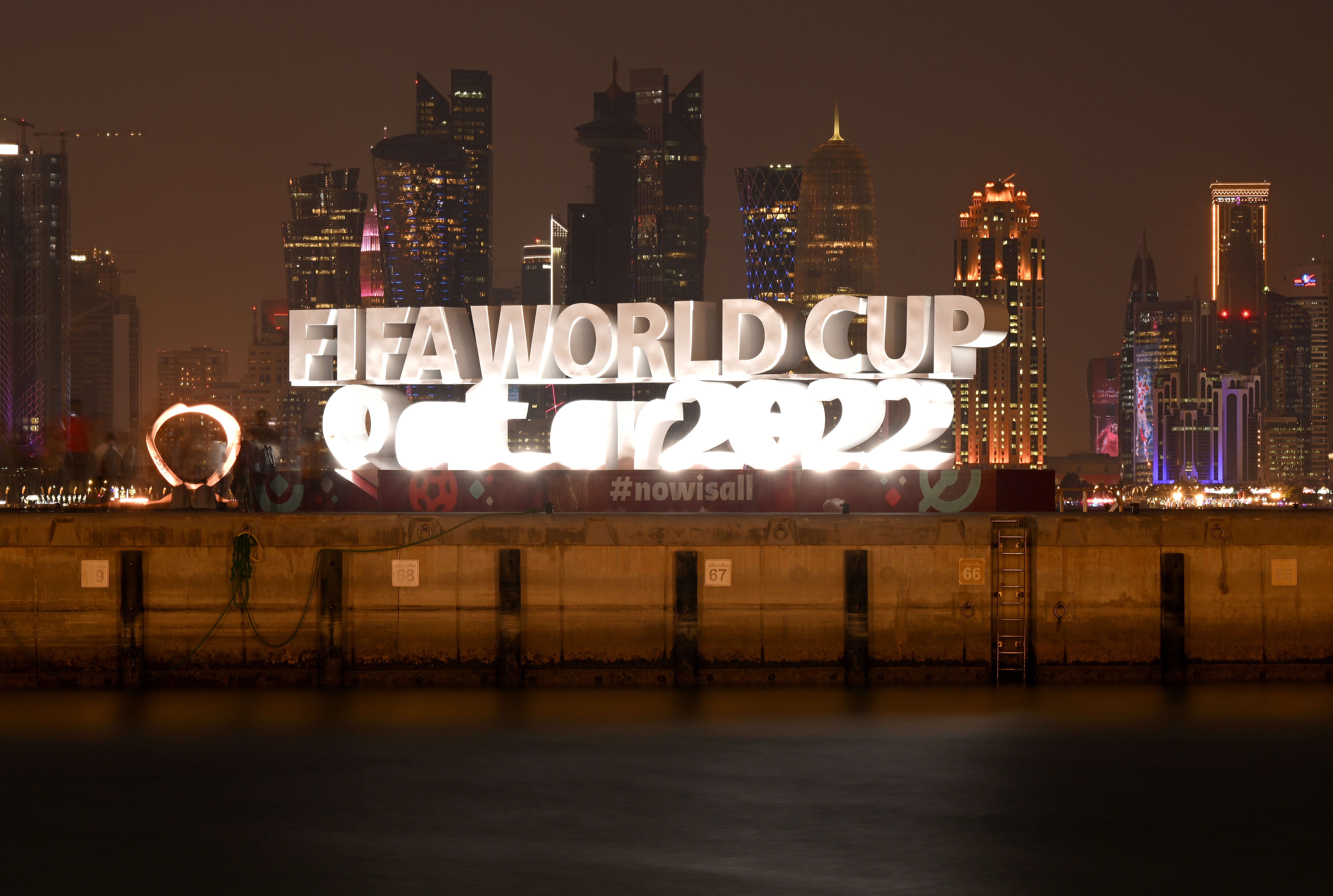 A general view at the Corniche next to the Fifa World Cup logo