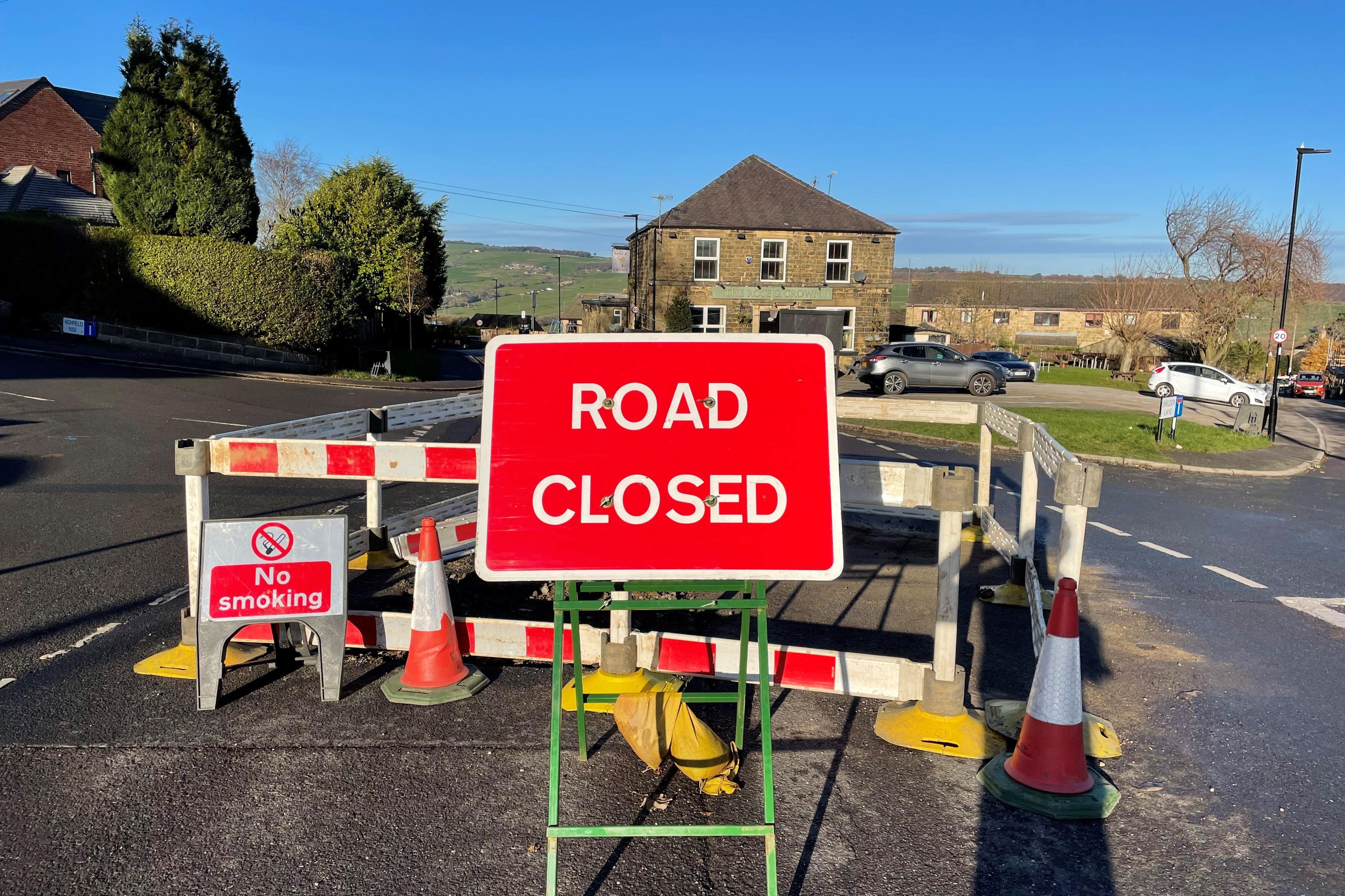 The scene in the Stannington area of Sheffield after a major incident has been declared in the South Yorkshire city after temperatures plummeted in the suburb left without gas for five days. Around 2,000 homes were affected on Friday when a burst water main damaged a gas pipe, sending hundreds of thousands of litres of water into the gas network (PA)