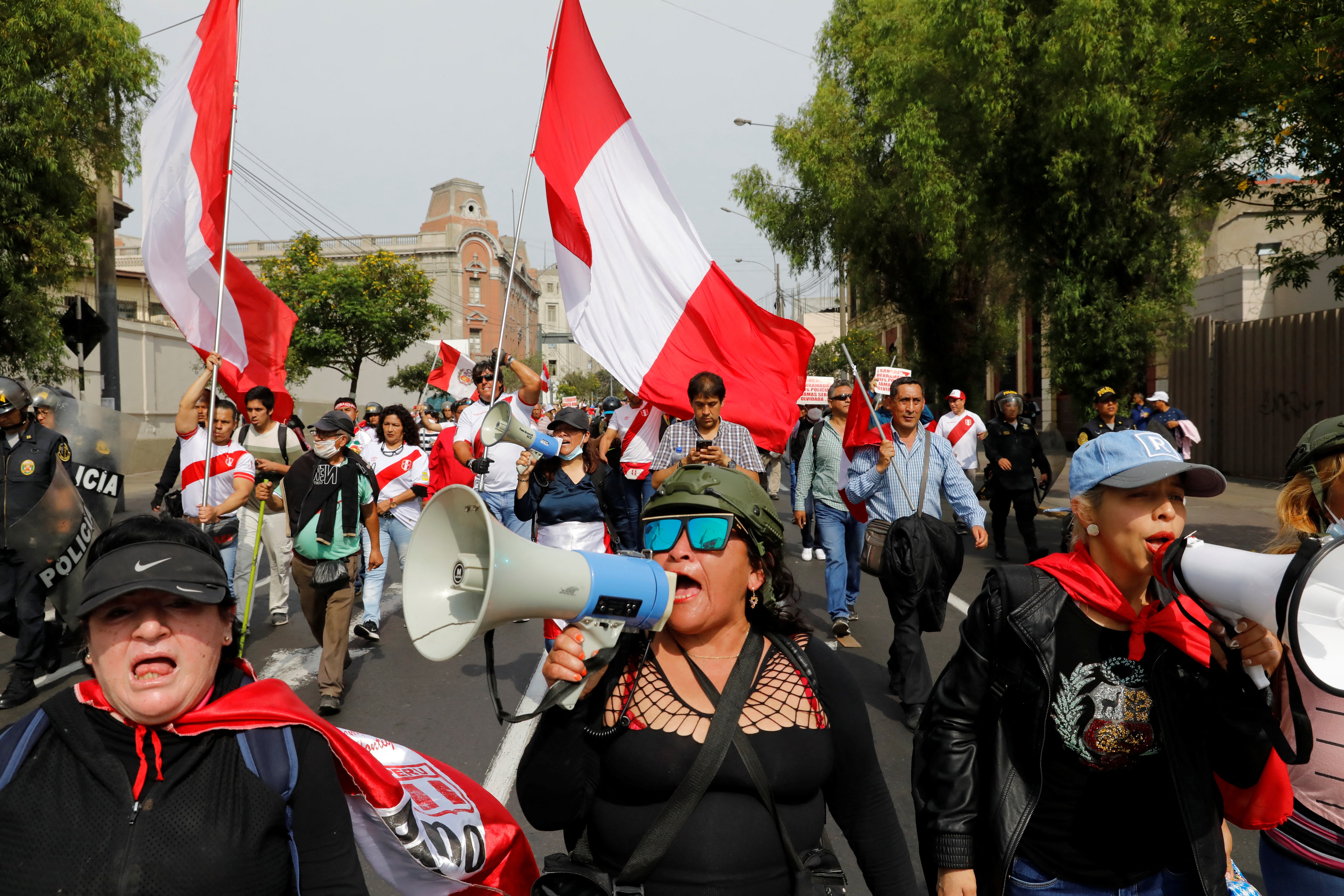 Protesters call for Castillo’s removal shortly before the impeachment vote