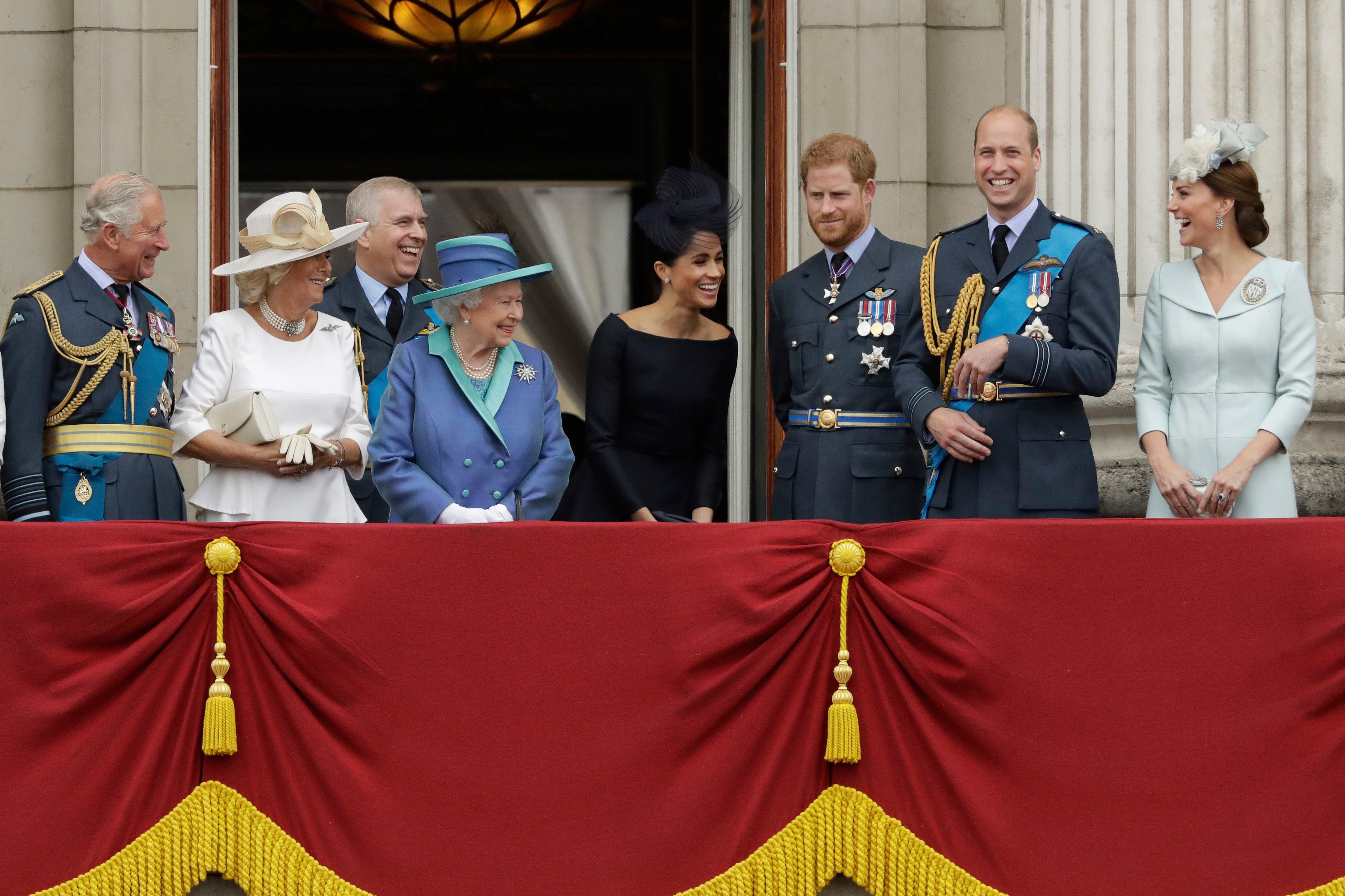Prince Andrew on the Buckingham Palace balcony with his family in 2018