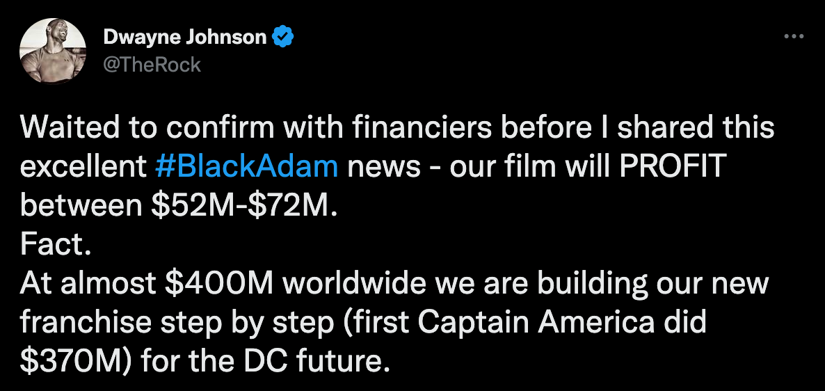 Dwayne Johnson defending the box office sales of ‘Black Adam'