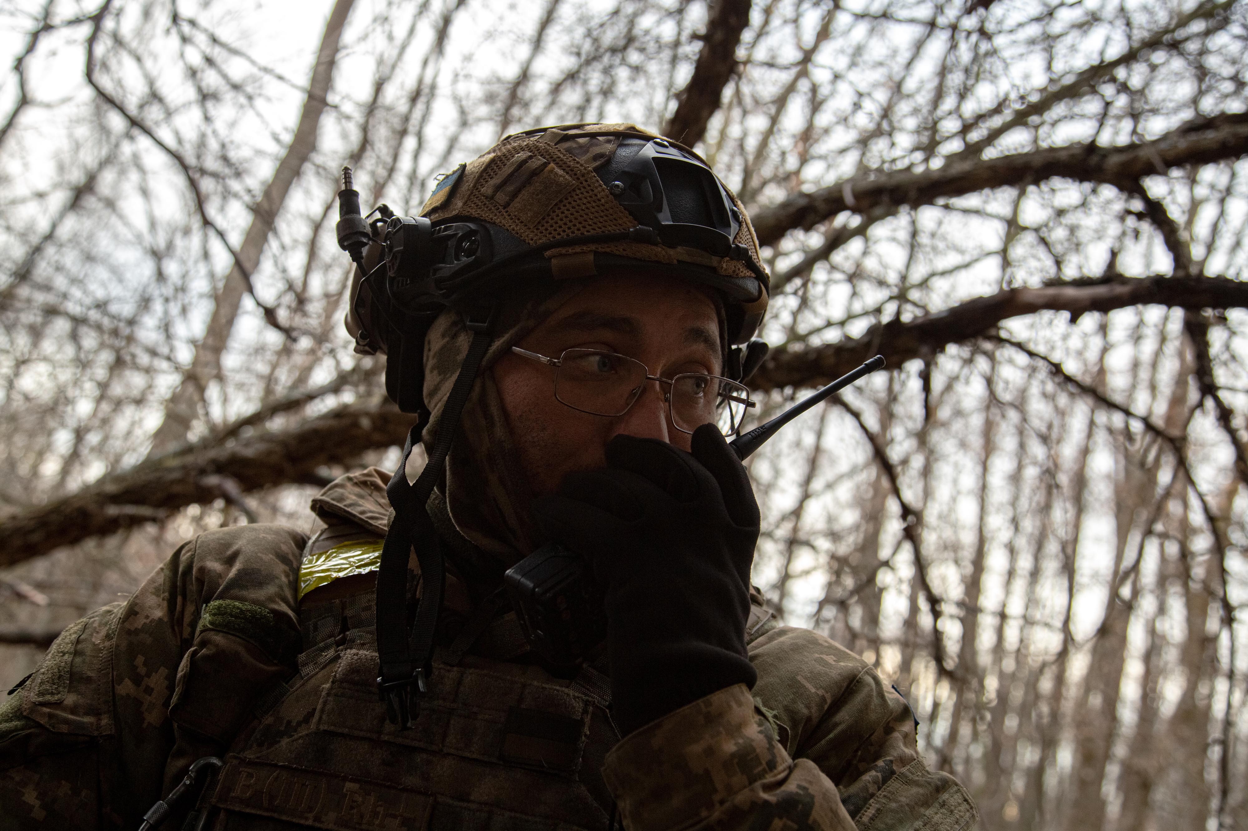 A deputy battalion commander, call sign ‘Tor,’ with his unit near one of the Ukrainian military's forward-most positions