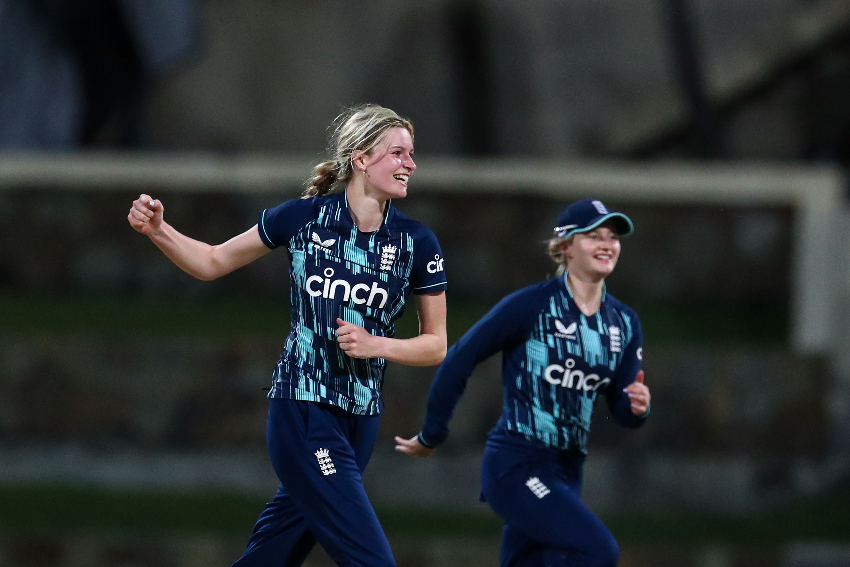 Lauren Bell celebrating a breakthrough in Antigua (Daniel Prentice/CWI Media)