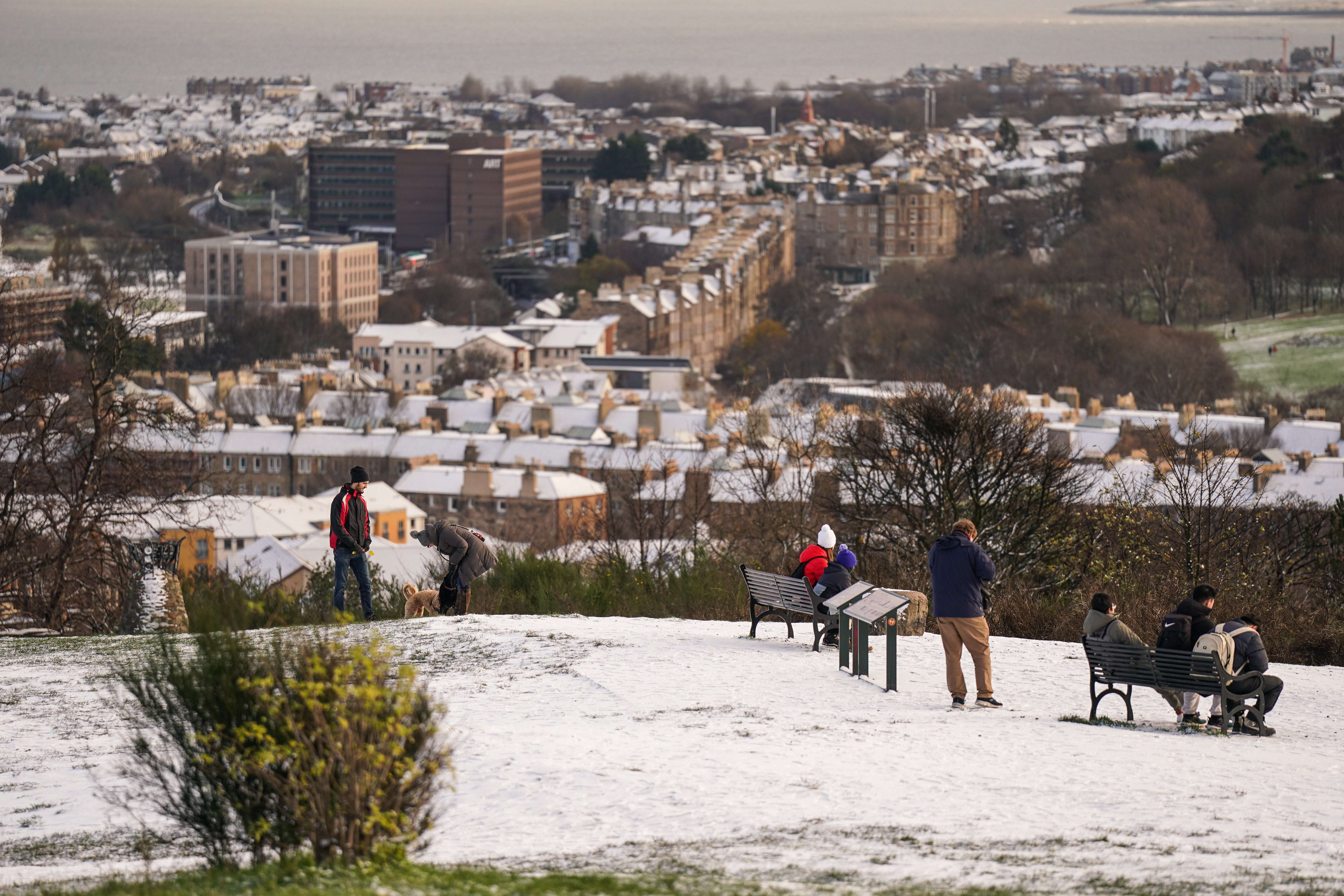 Snow-capped Carlton Hill in Edinburgh on Thursday