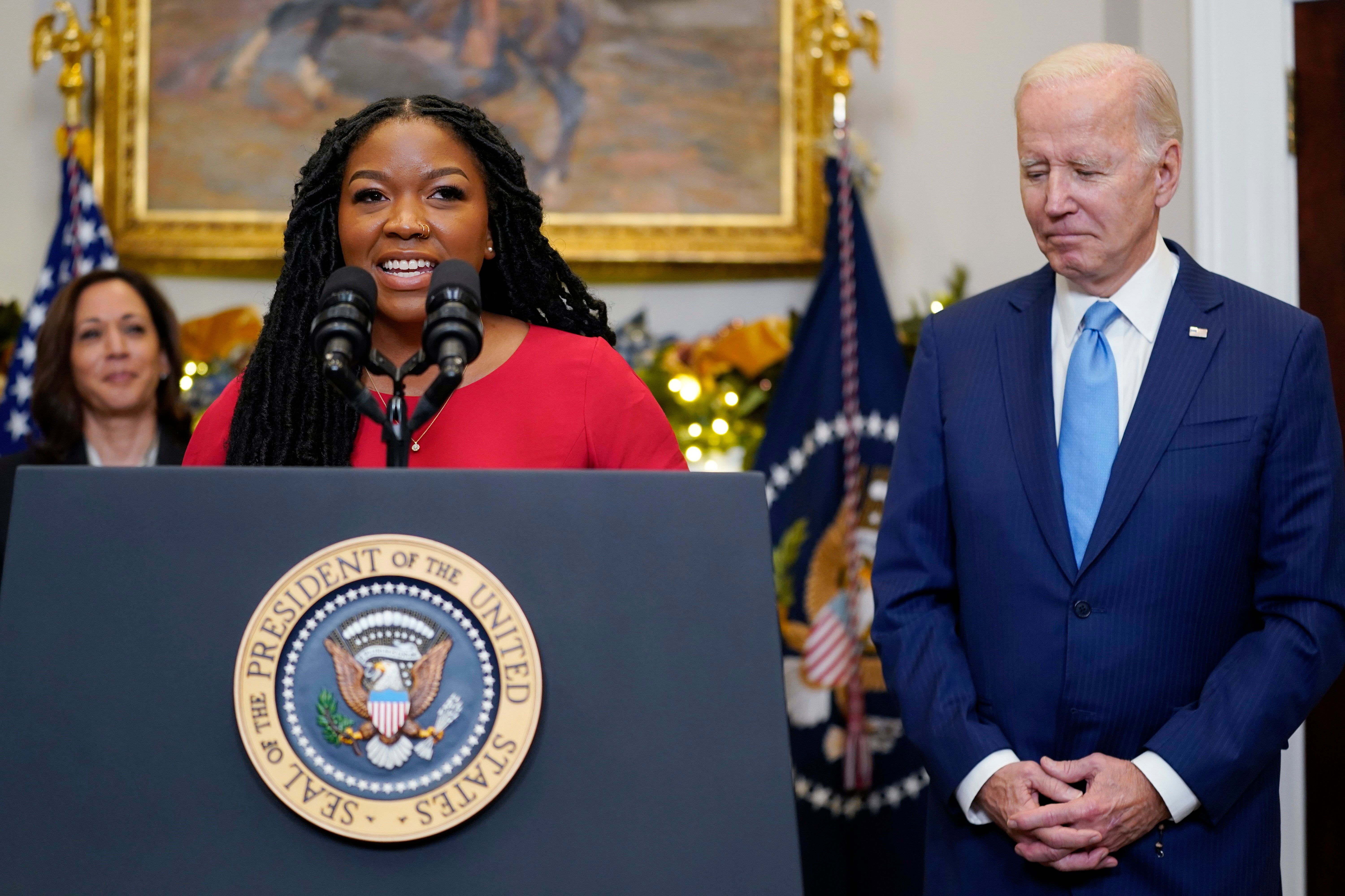 President Joe Biden and Brittney Griner’s wife Cherelle Griner announcing her release