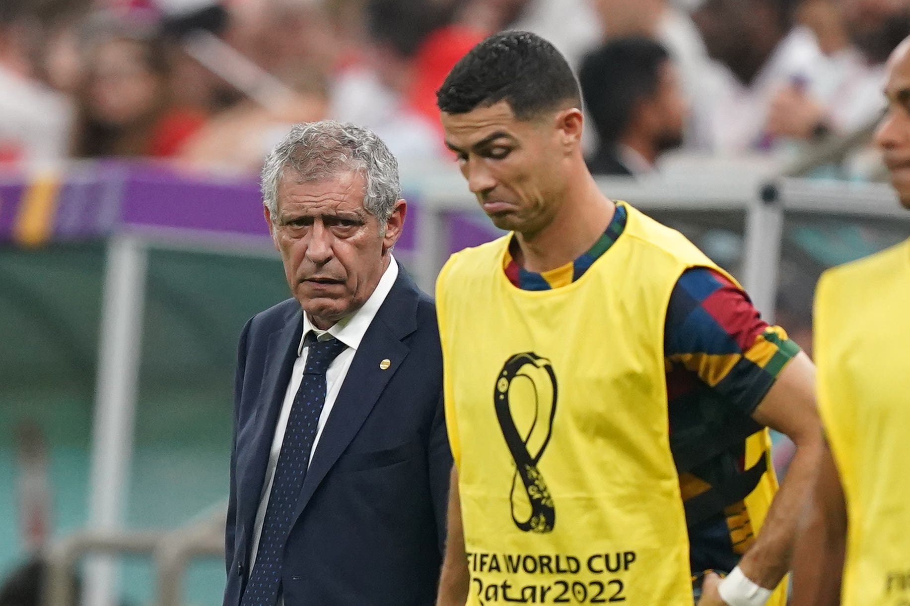 Fernando Santos (left) made the bold call to bench captain Cristiano Ronaldo twice at the Qatar World Cup (Mike Egerton/PA)