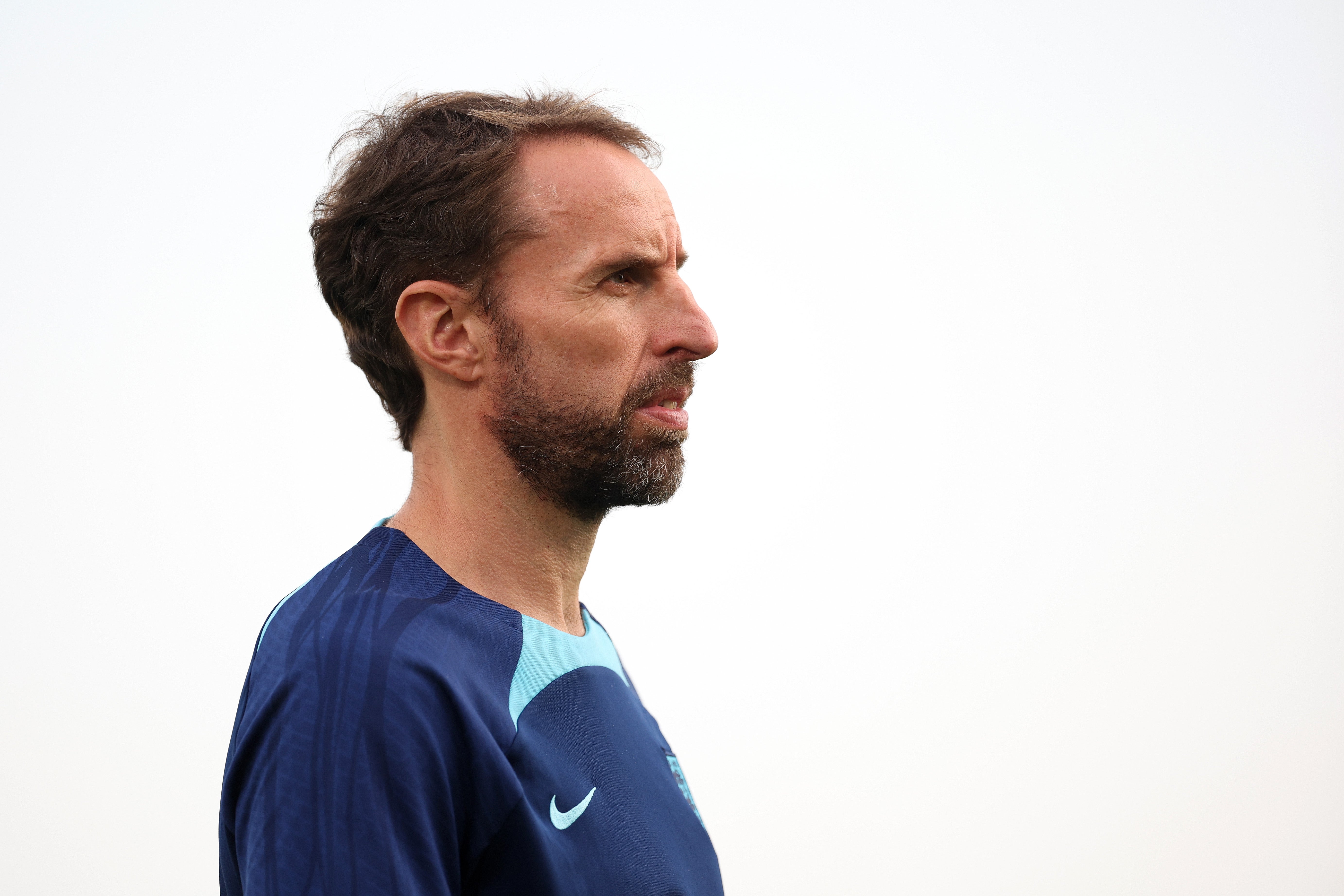 England Manager Gareth Southgate looks on during an England training session at Al Wakrah Stadium