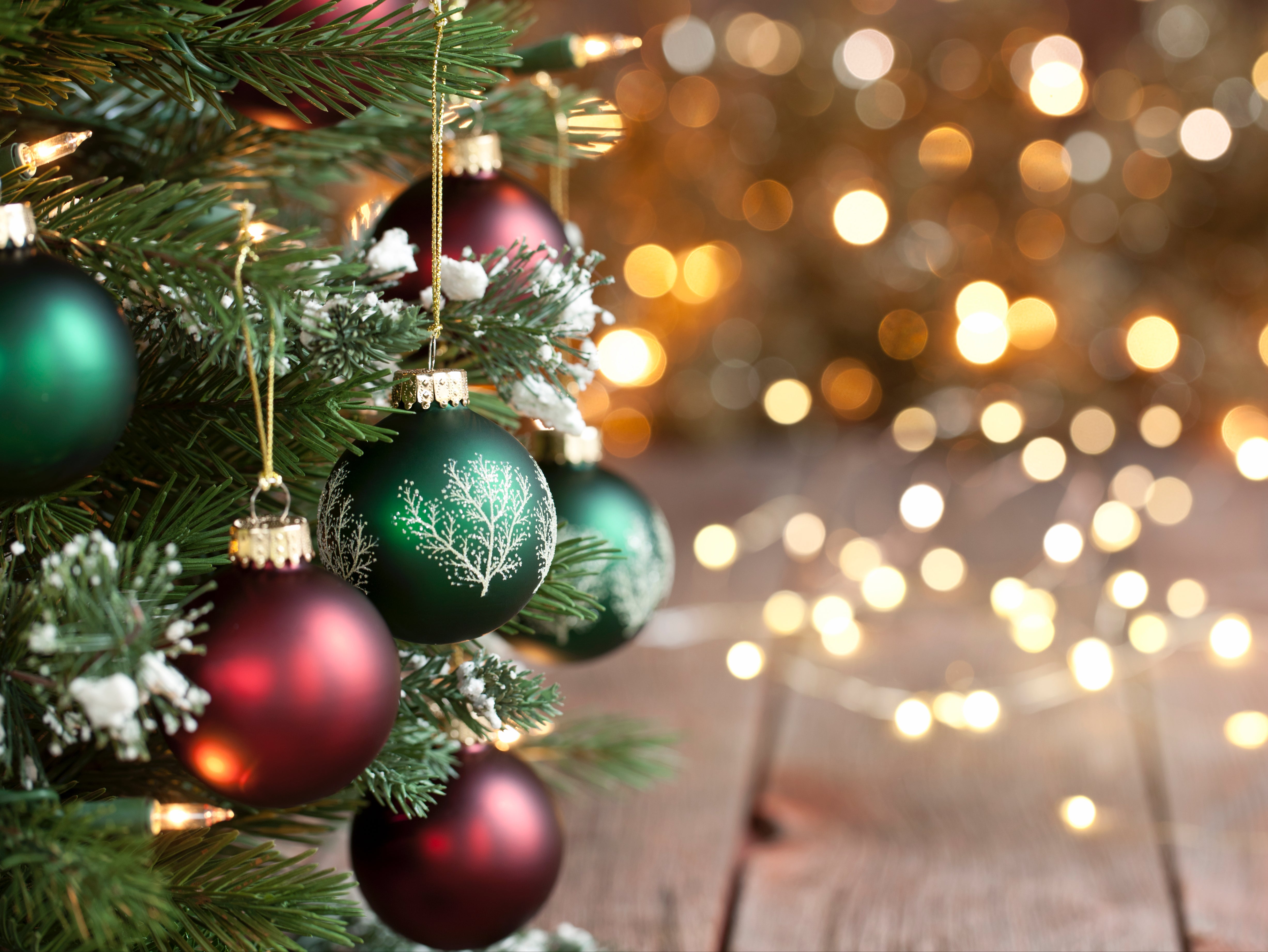 A Christmas tree decorated with lights