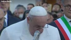 Pope Francis cries for Ukraine war victims during address in Rome