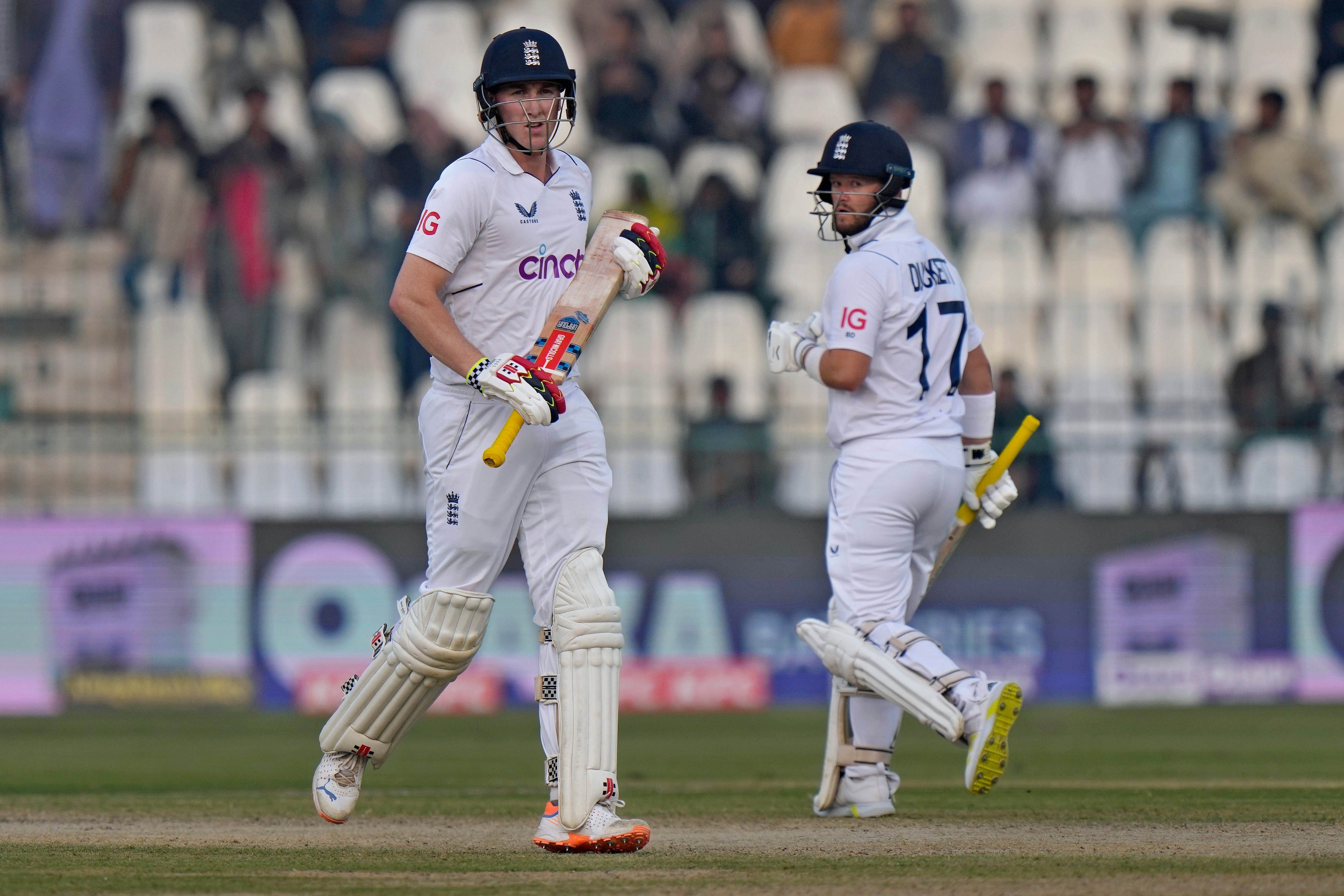 Harry Brook, left, and Ben Duckett piled on the runs for England