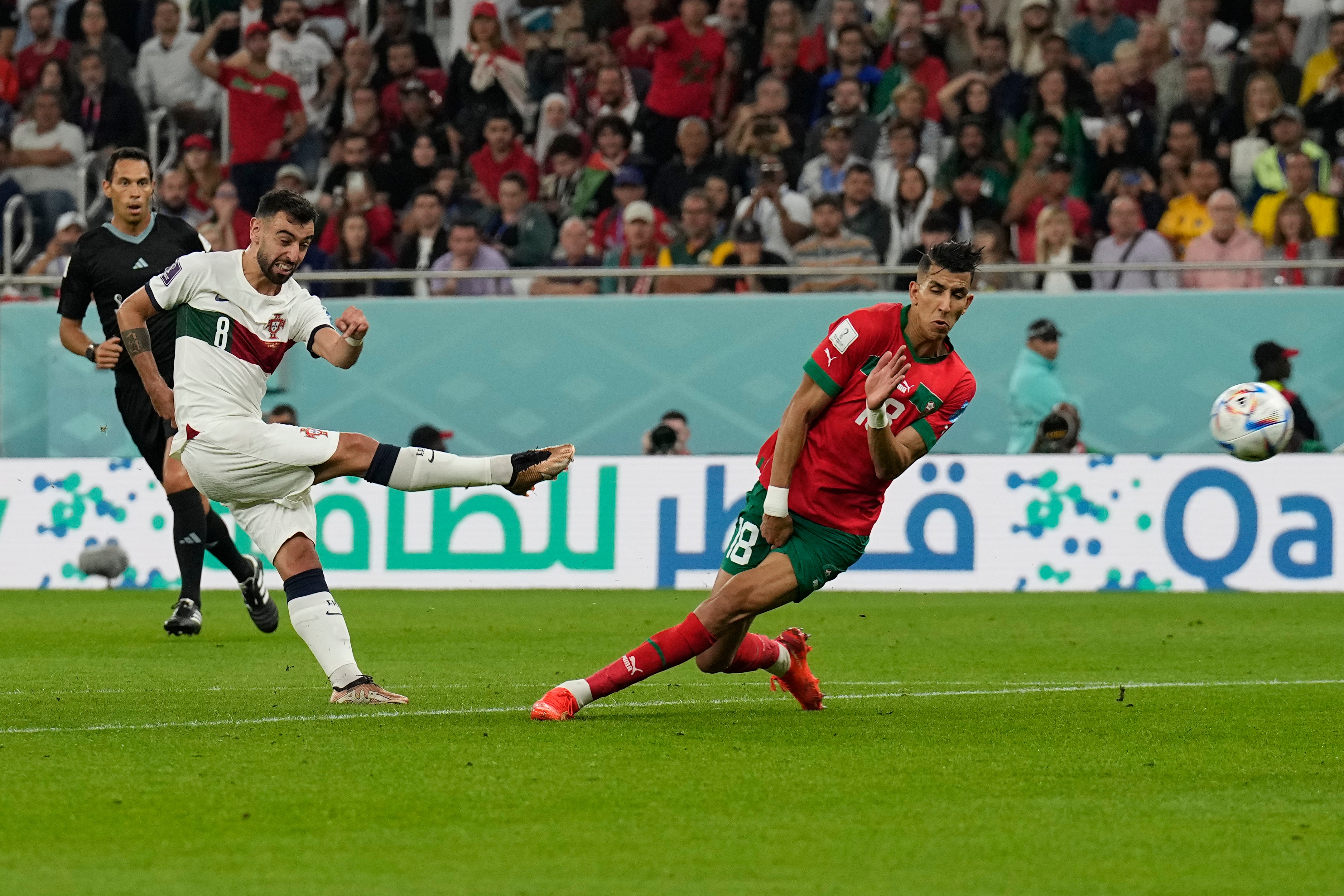 Portugal's Bruno Fernandes takes a shot at goal