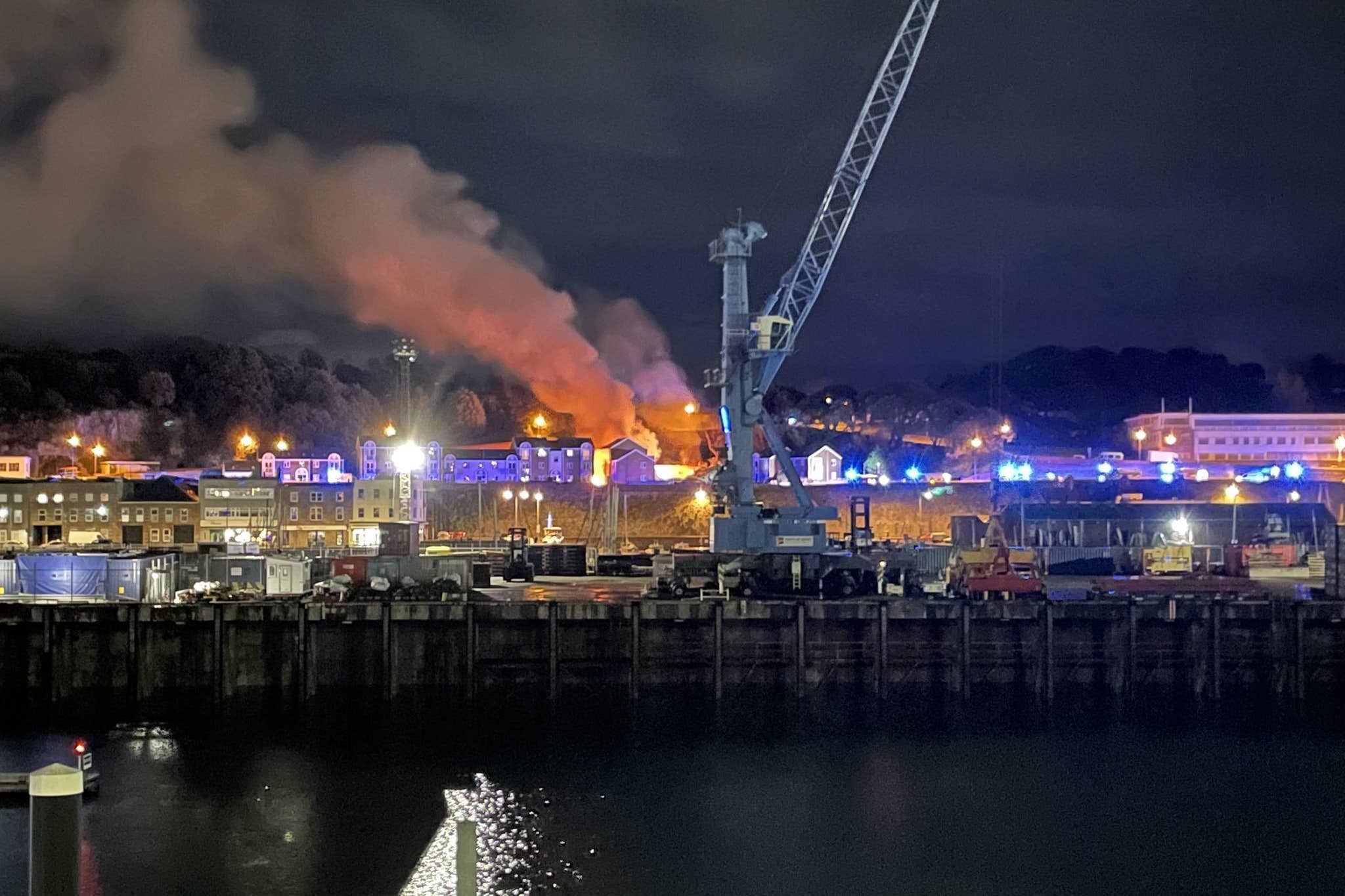 The aftermath of an explosion and fire at a block of flats in St Helier, Jersey