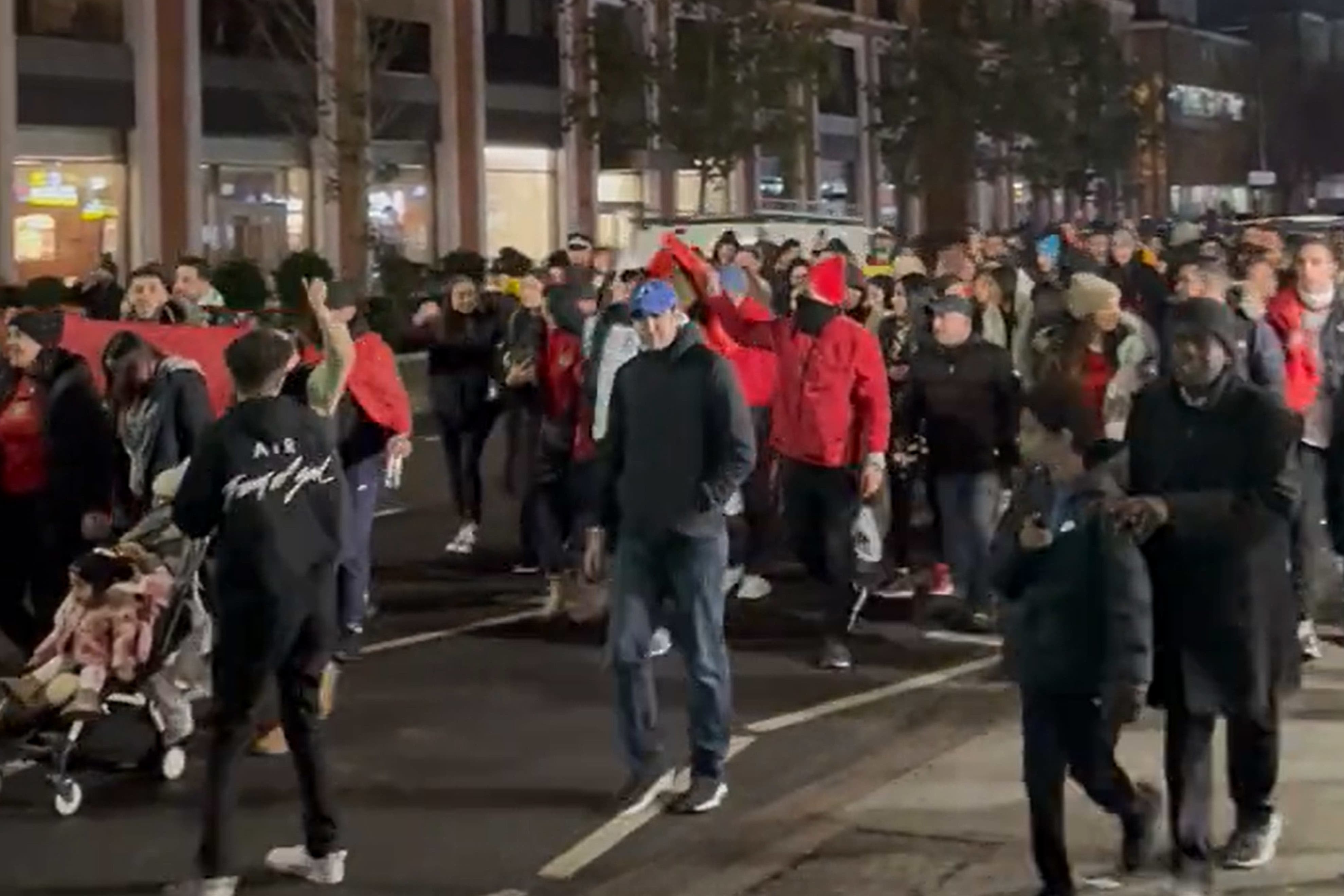 Onlookers estimated thousands of Morocco fans marched along Edgware Road (@Zacaxria/Twitter/PA)