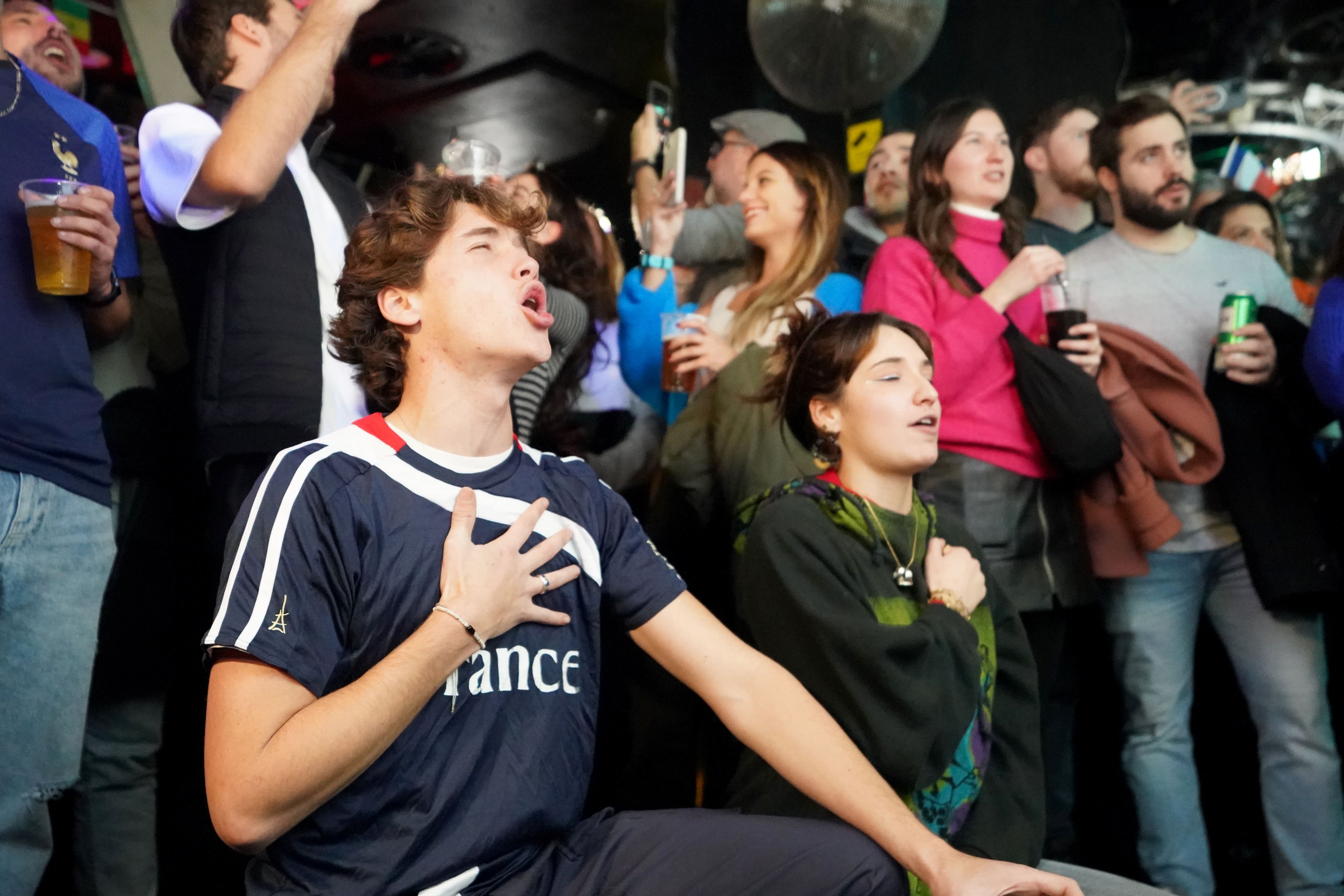 France fans sing the national anthem (James Manning/PA)