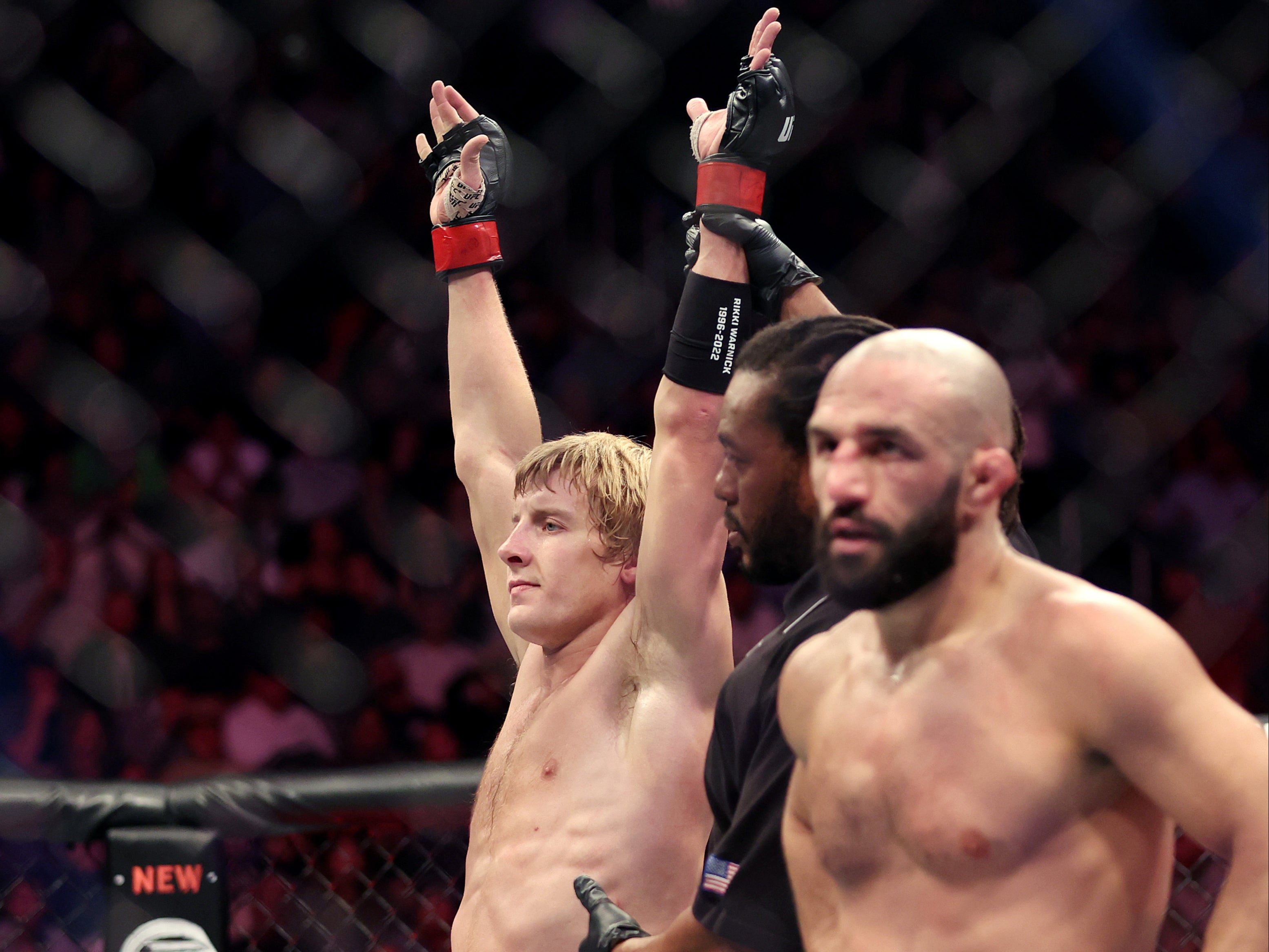 Paddy Pimblett (left) was a unanimous-decision winner in the UFC 282 co-main event