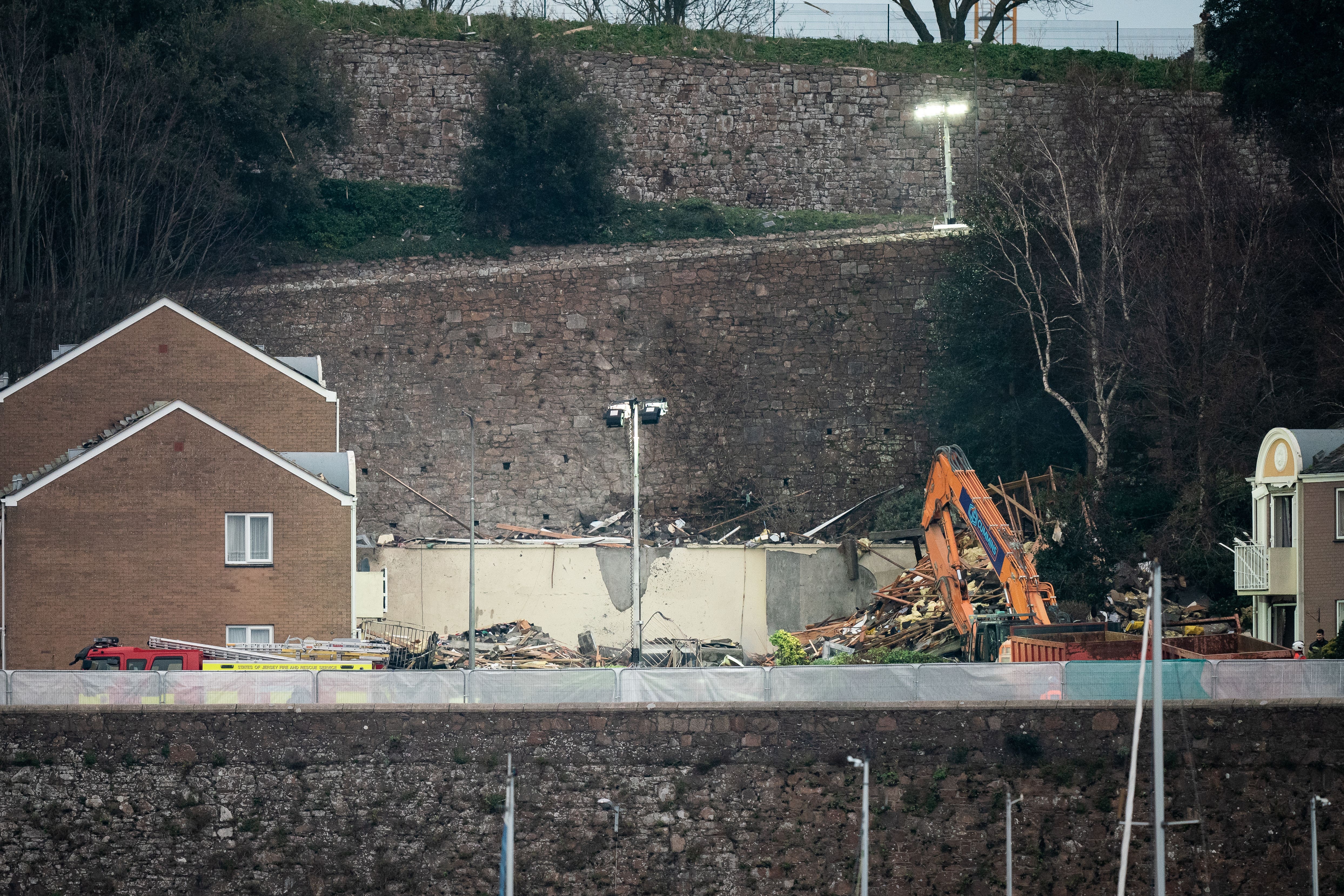 The scene of the explosion and fire (Aaron Chown/PA)