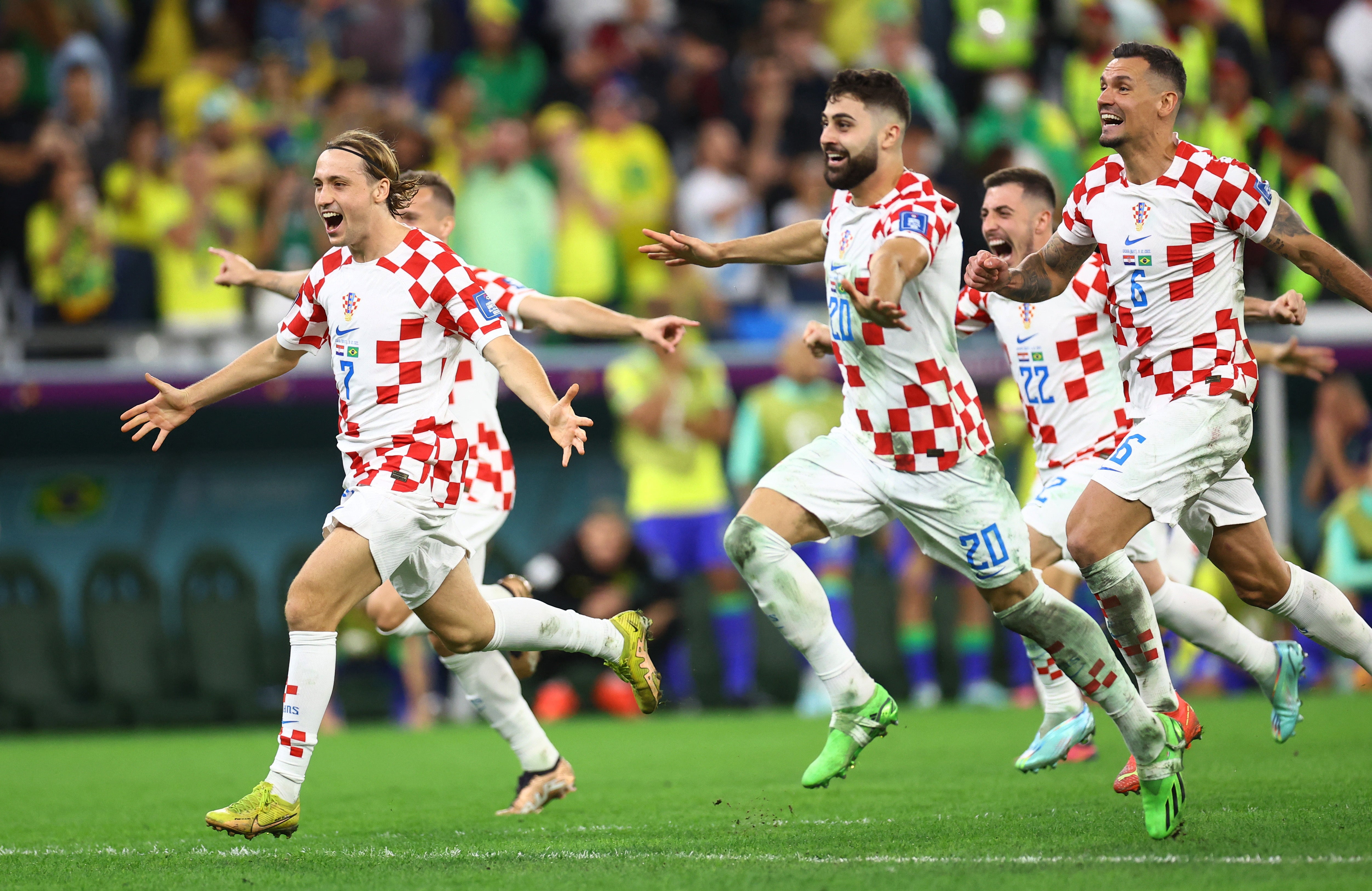 Croatia celebrate victory over Brazil