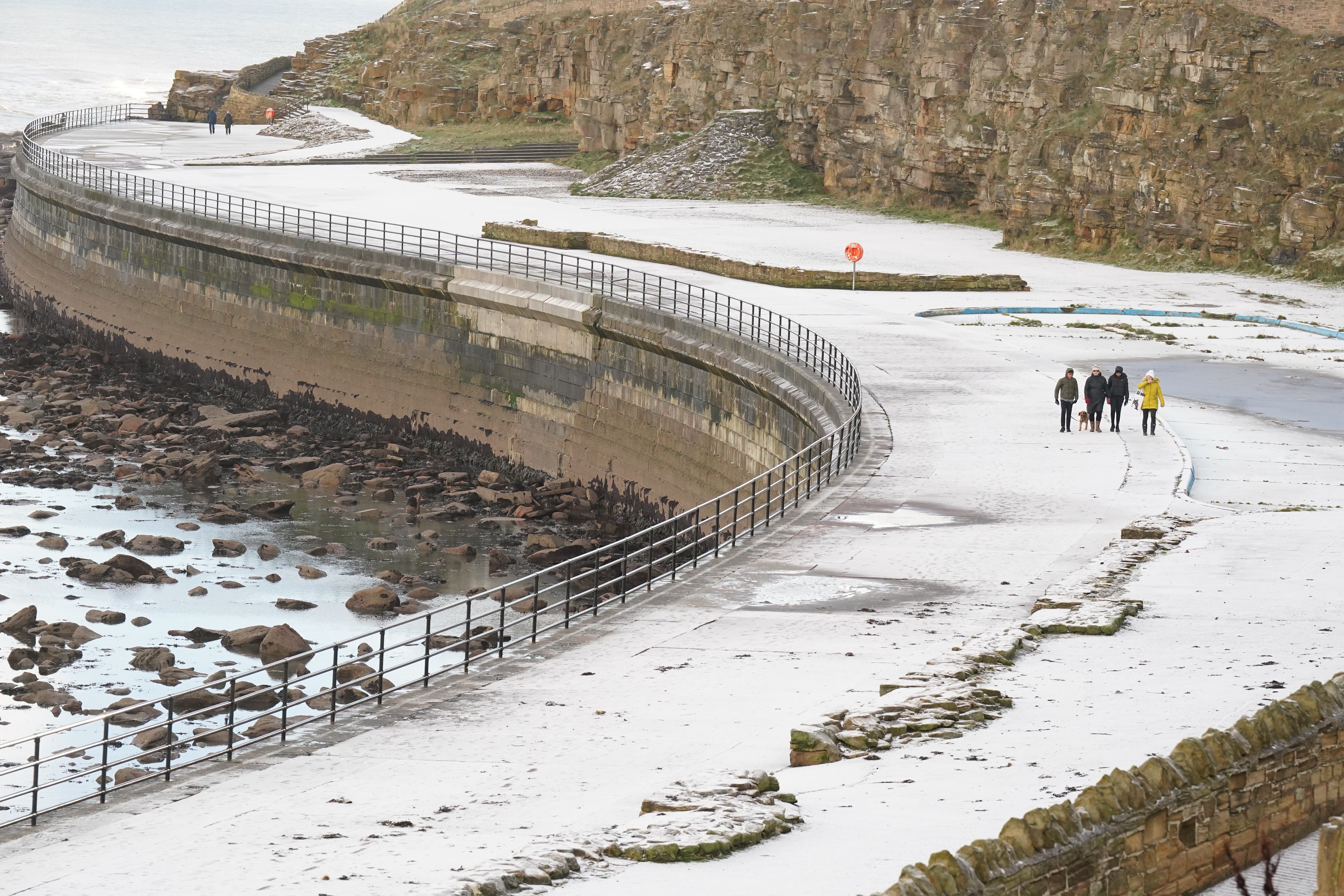 The seafront at Whitley Bay in Northumberland after snowfall