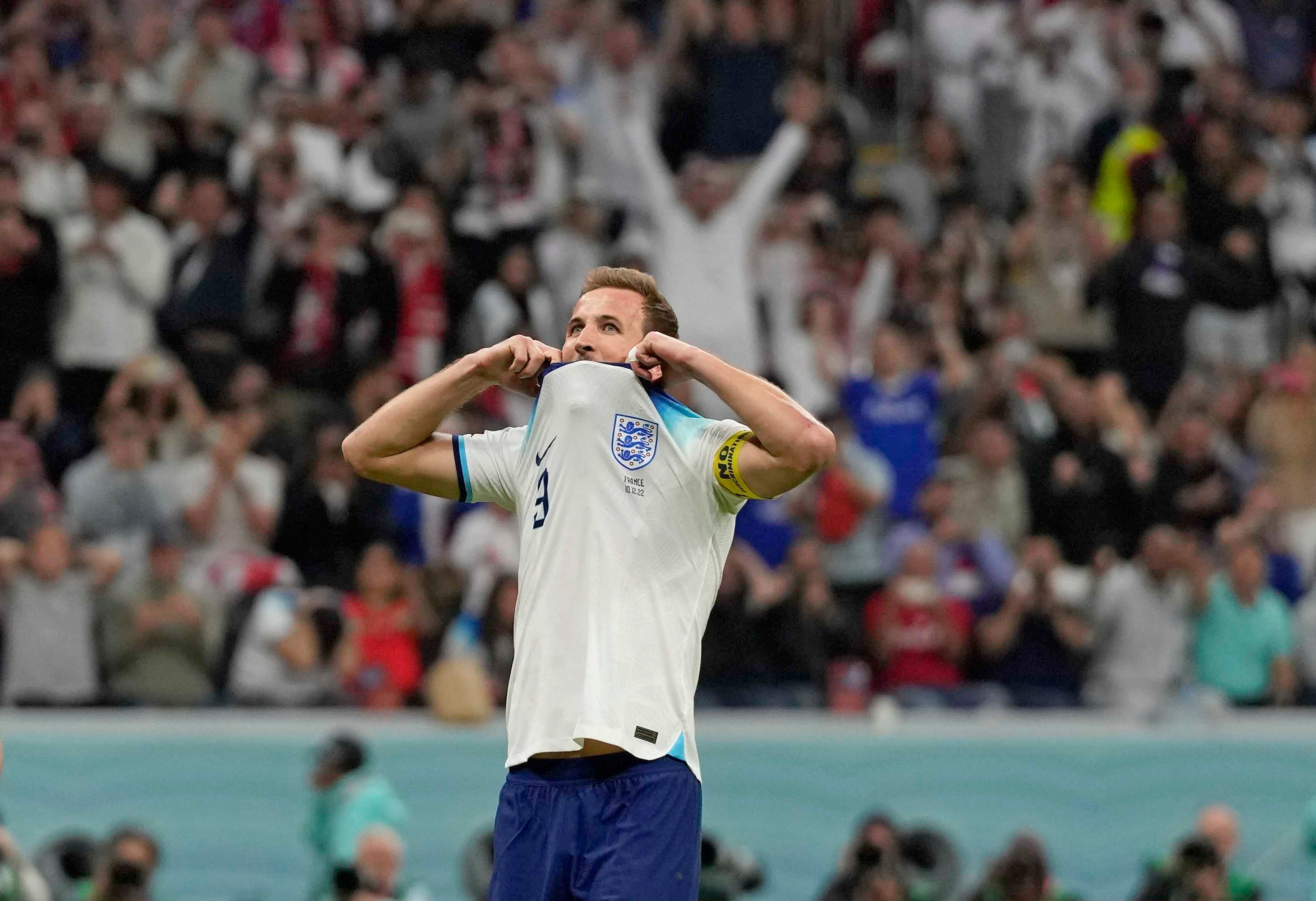 Harry Kane reacts after missing his penalty