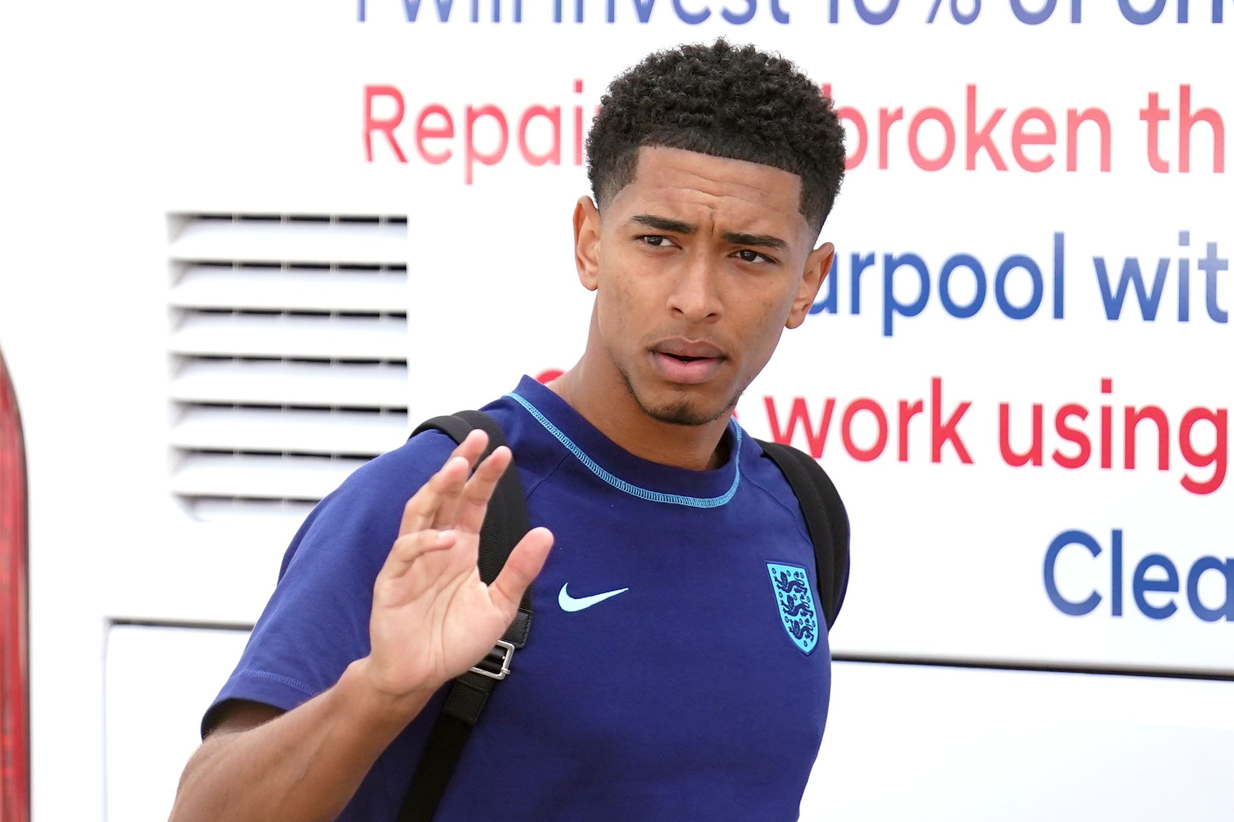 England’s Jude Bellingham outside the Souq Al-Wakra hotel, Qatar, following England’s loss to France in their World Cup quarter-final in Al Khor on Saturday.Picture date: Sunday December 11, 2022.