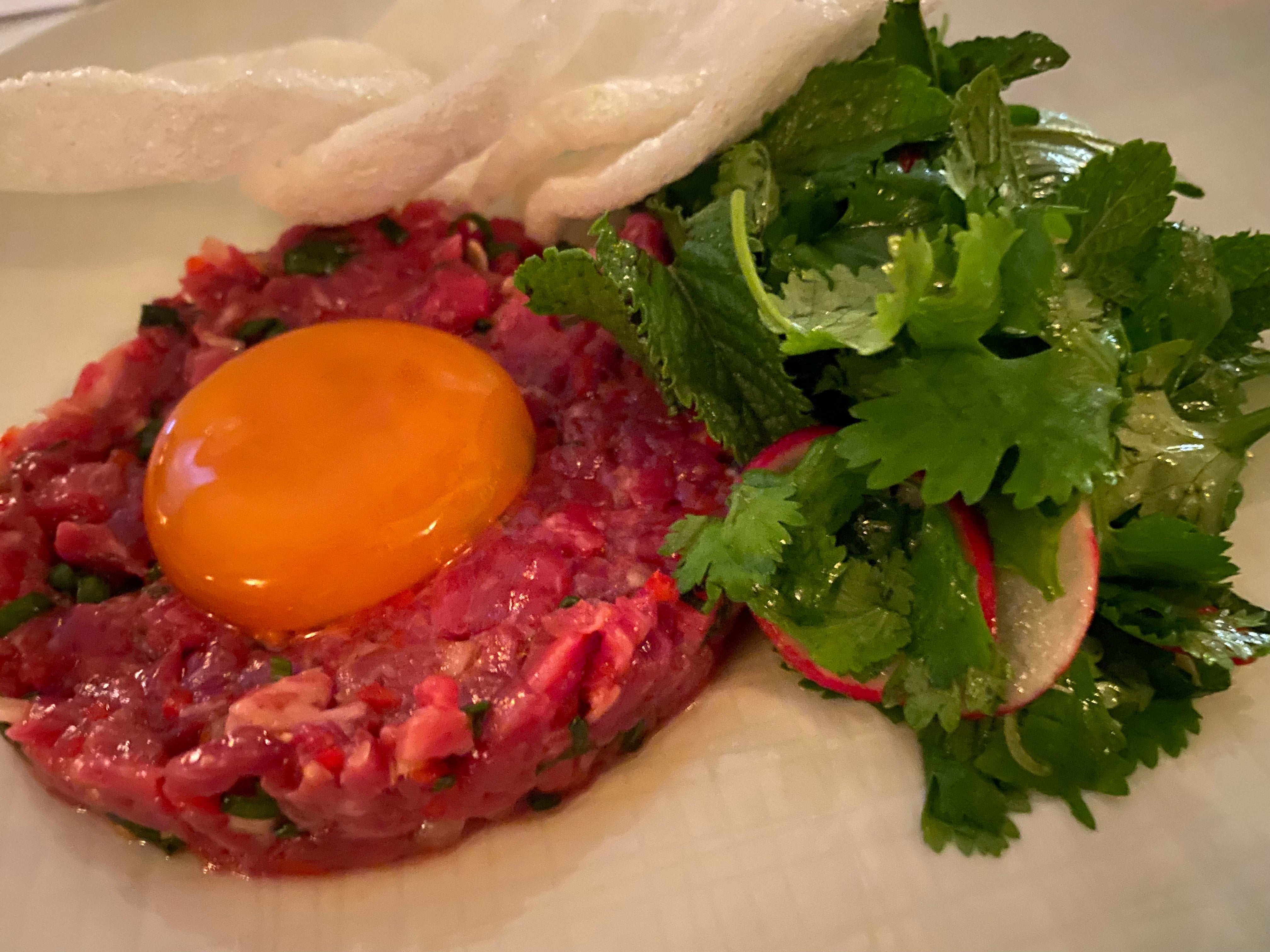 We ordered the beef tartare at Hotel Montefiore restaurant