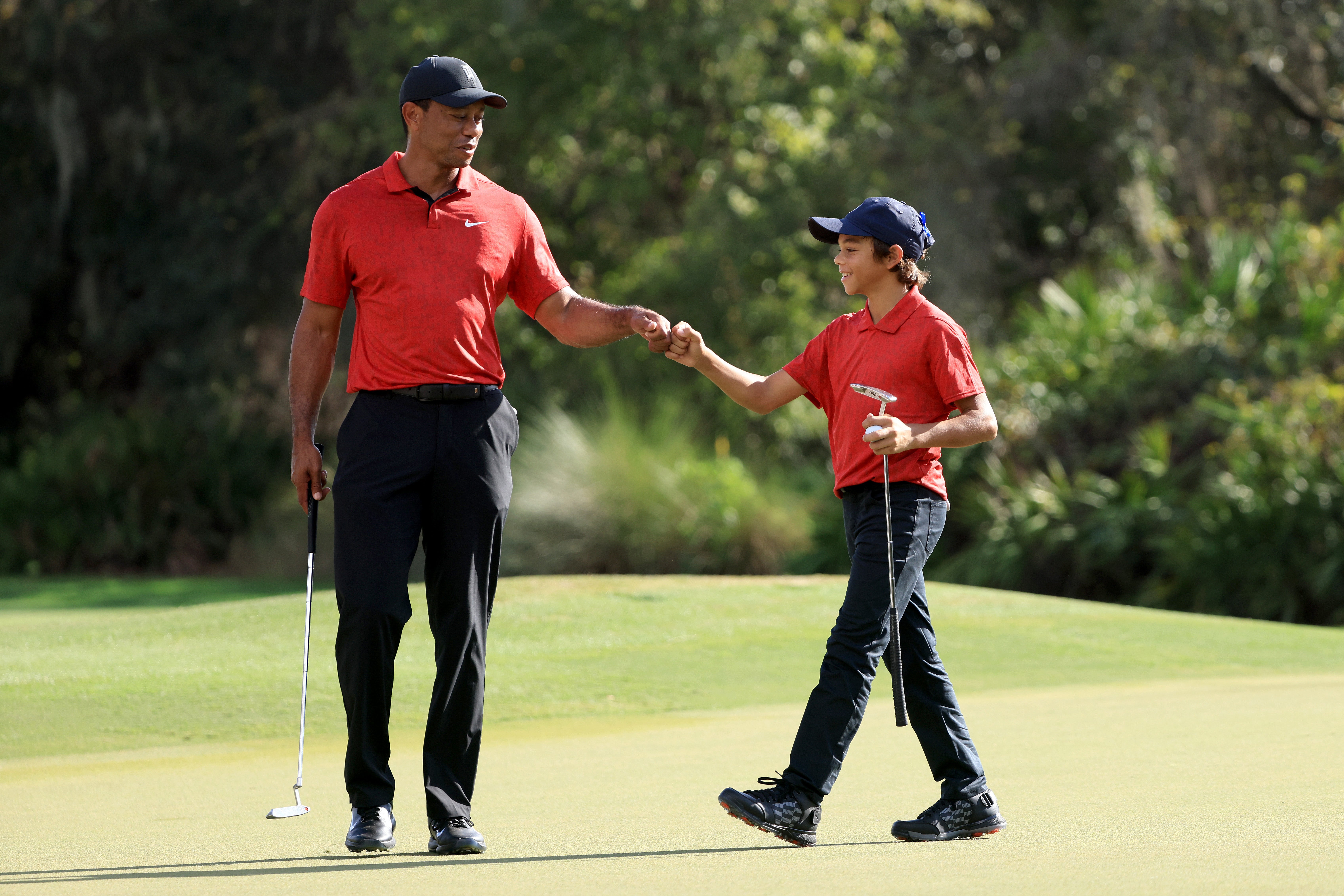 Tiger Woods and Charlie Woods at the PNC Championship 2021