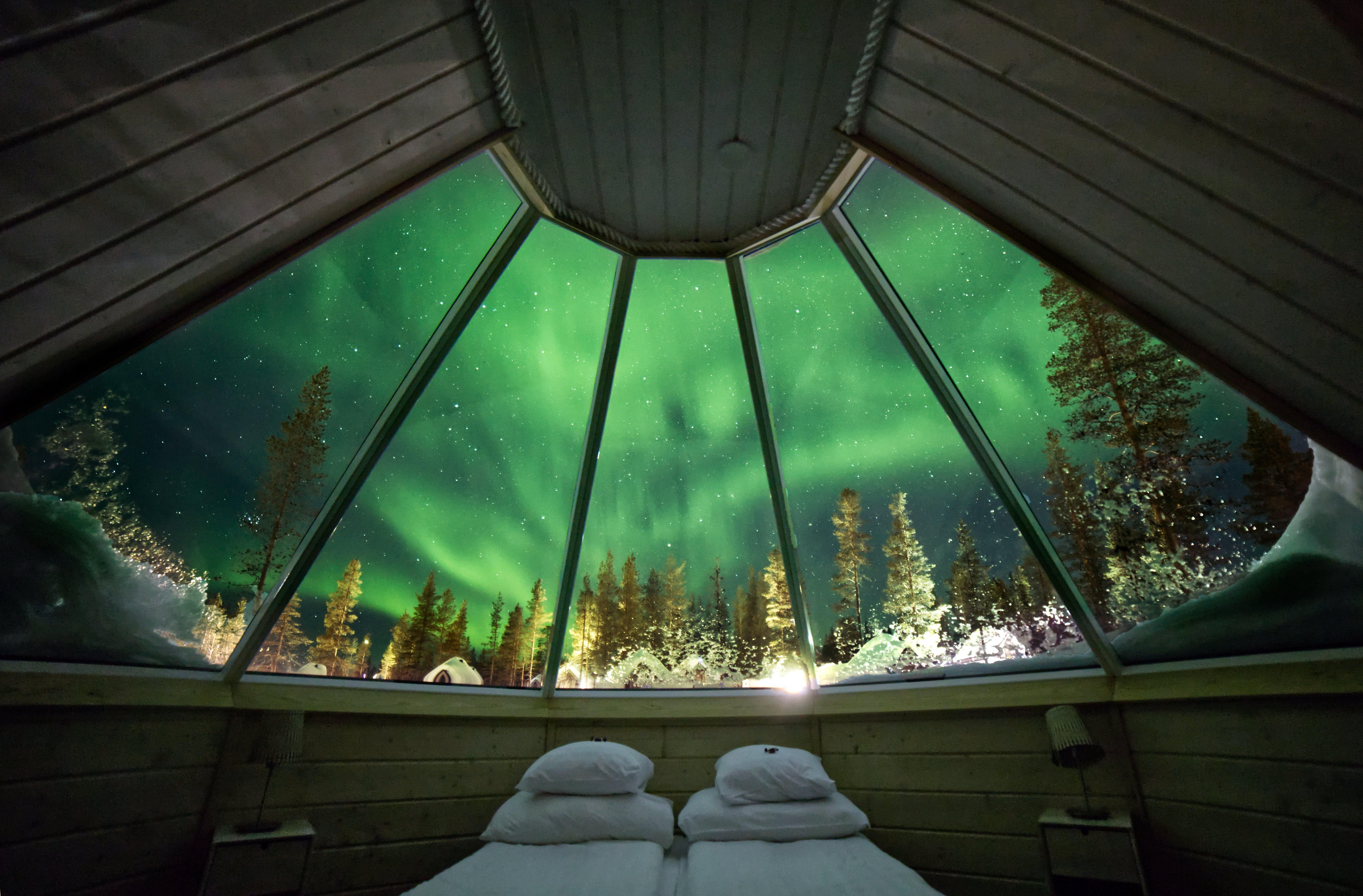 Accommodation has a glass roof for aurora spotting